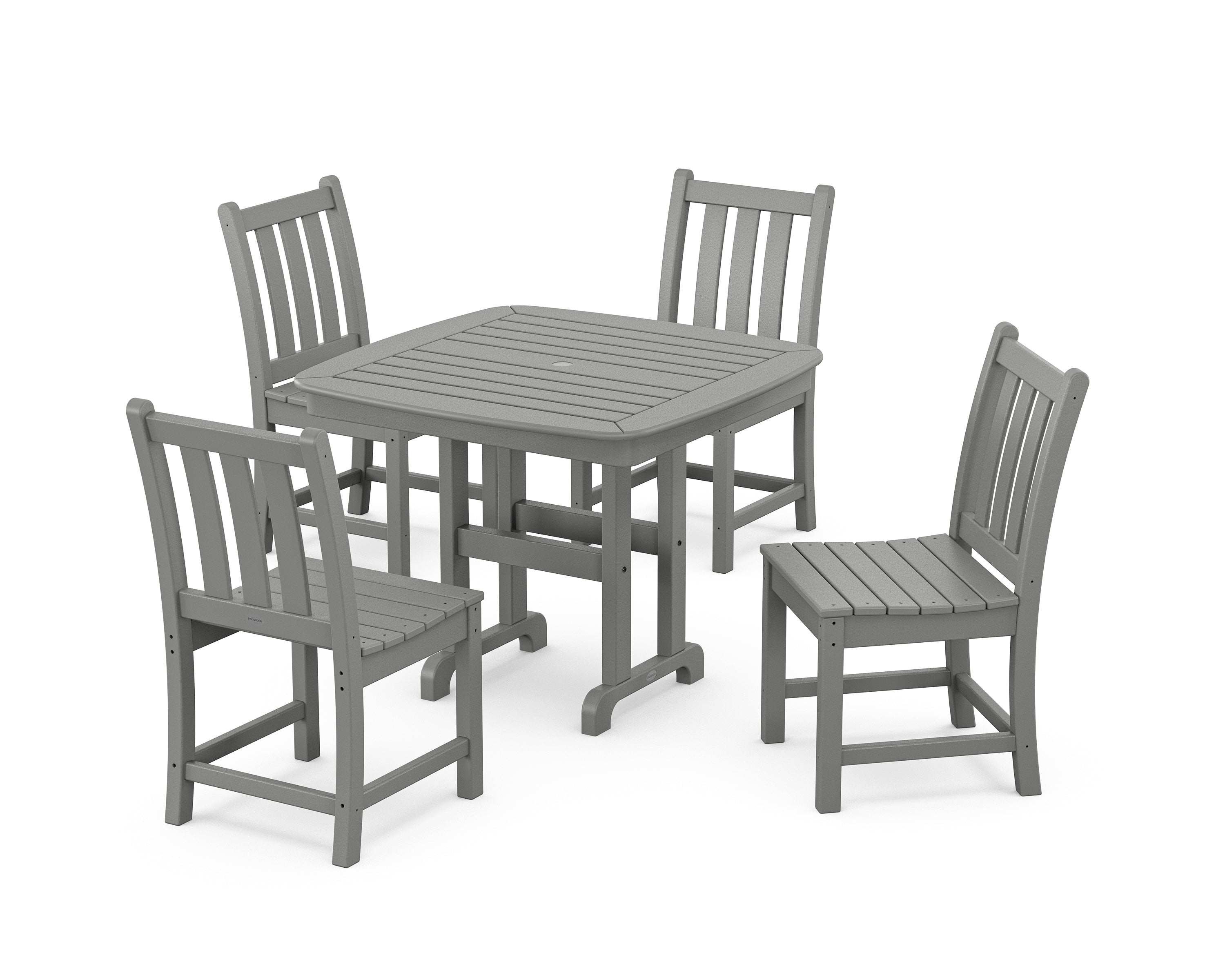 POLYWOOD® Traditional Garden Side Chair 5-Piece Dining Set in Slate Grey