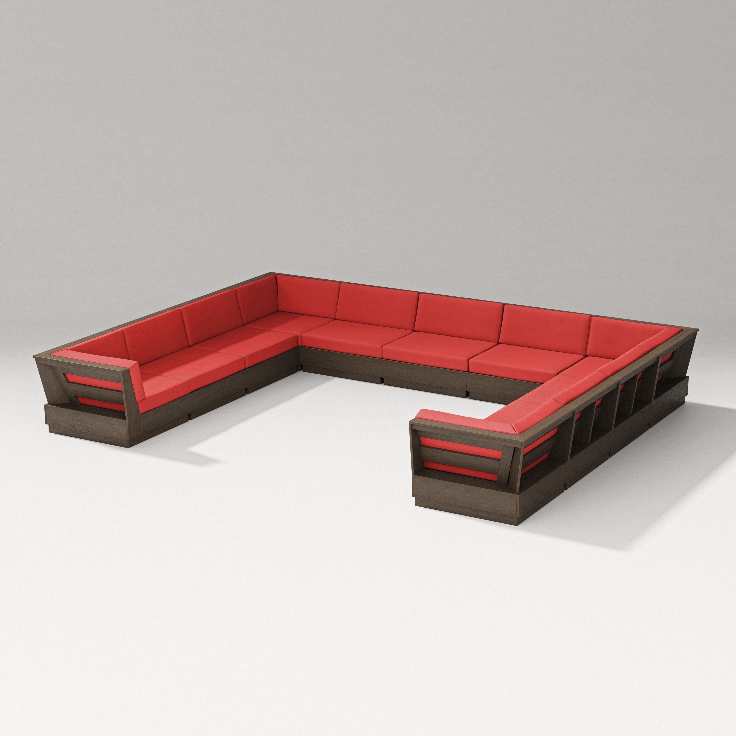 PW Designer Series Elevate Large U-Shaped Sectional in Kona / Crimson Linen
