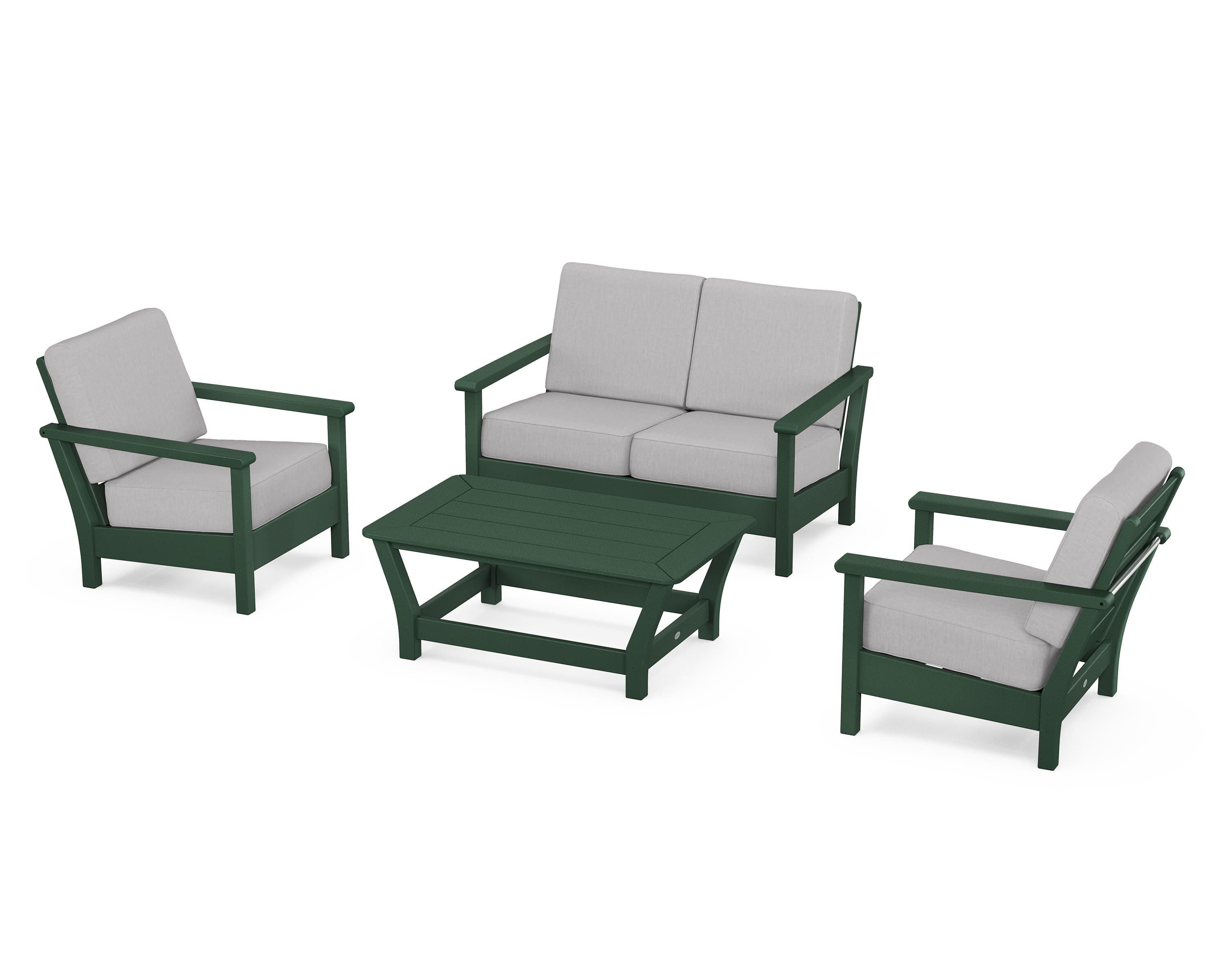 POLYWOOD Harbour 4-Piece Deep Seating Set in Green / Granite