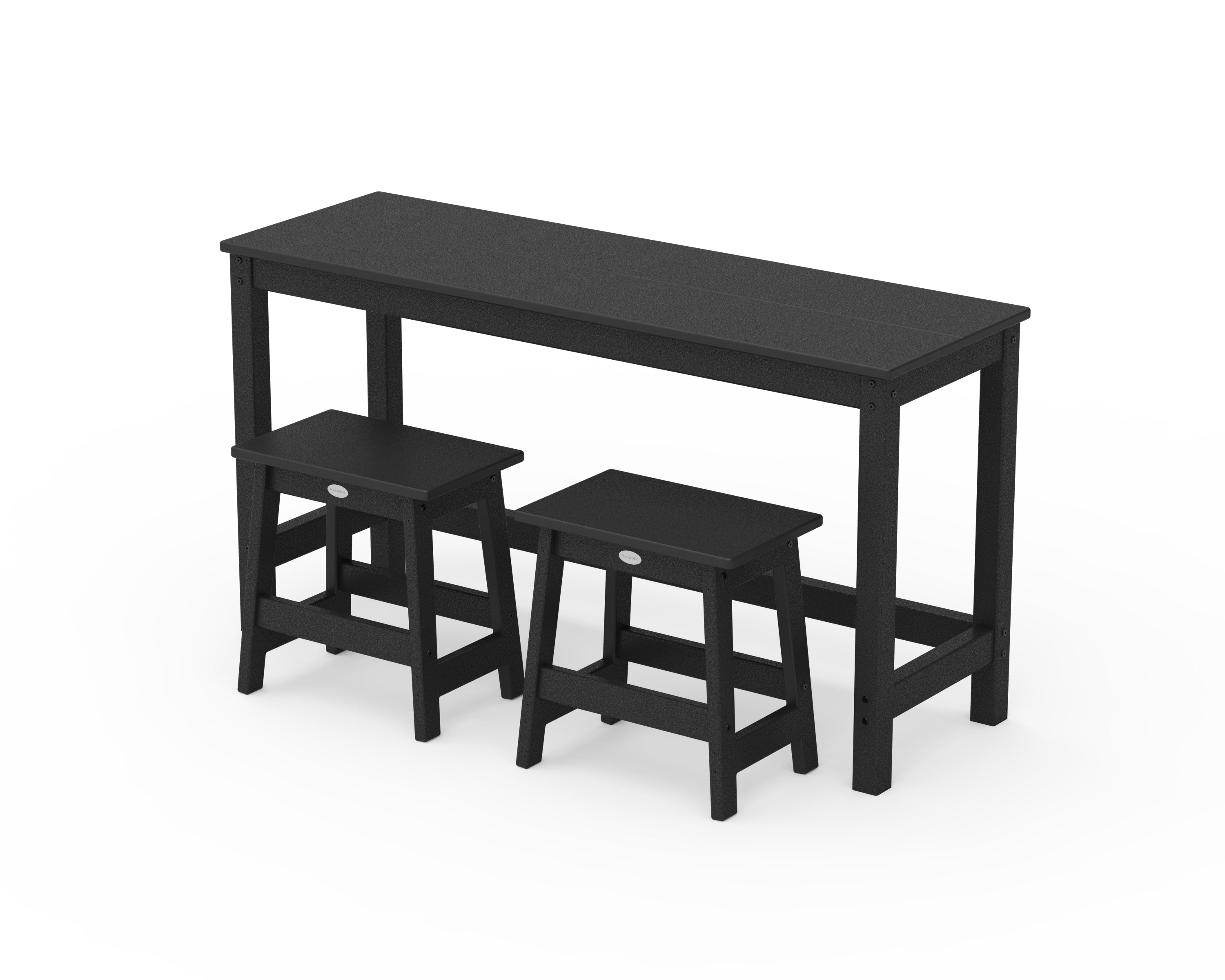 POLYWOOD Modern Studio Stool 3-Piece Balcony Set in Black