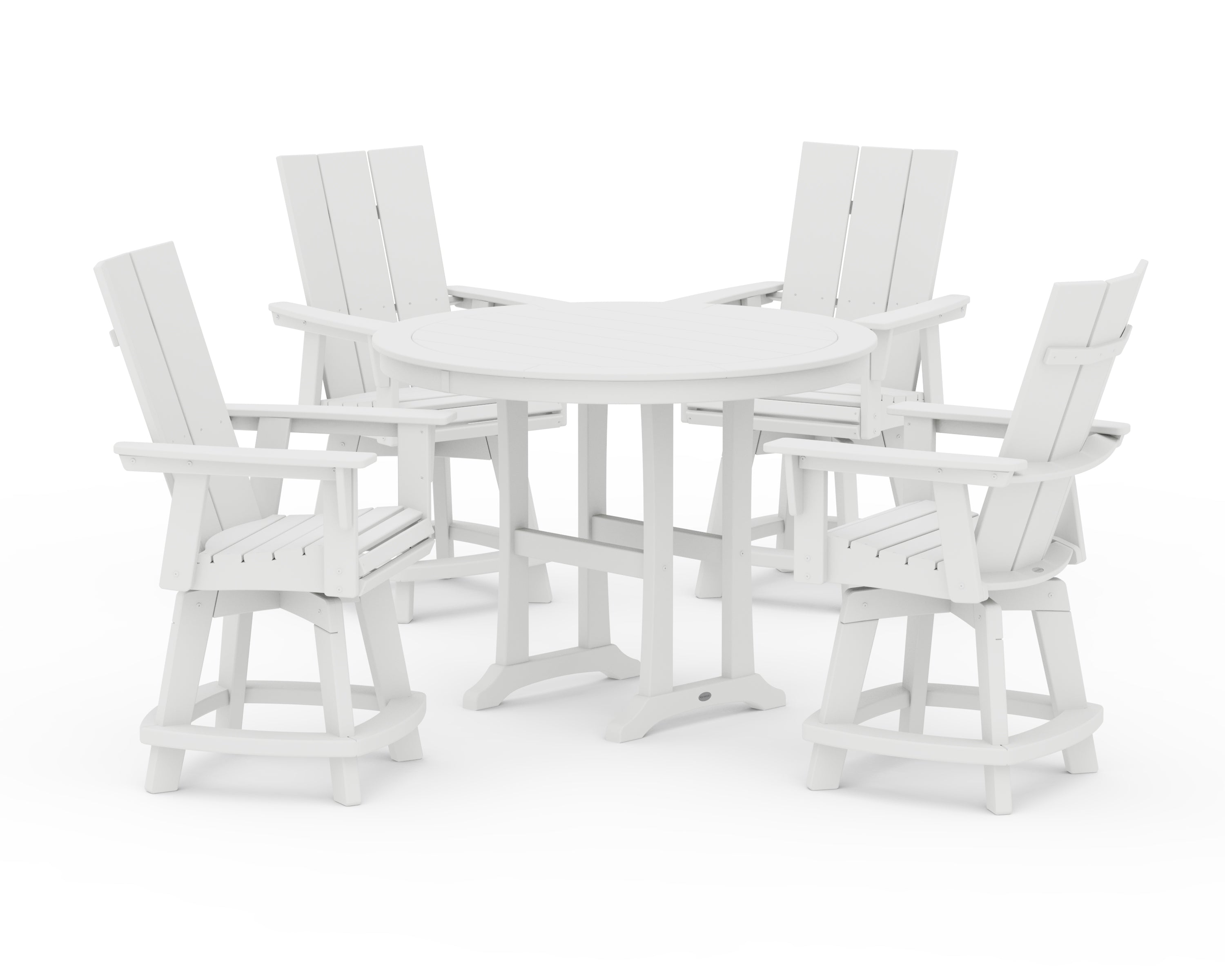 POLYWOOD 5-Piece Modern Swivel Counter Set in White