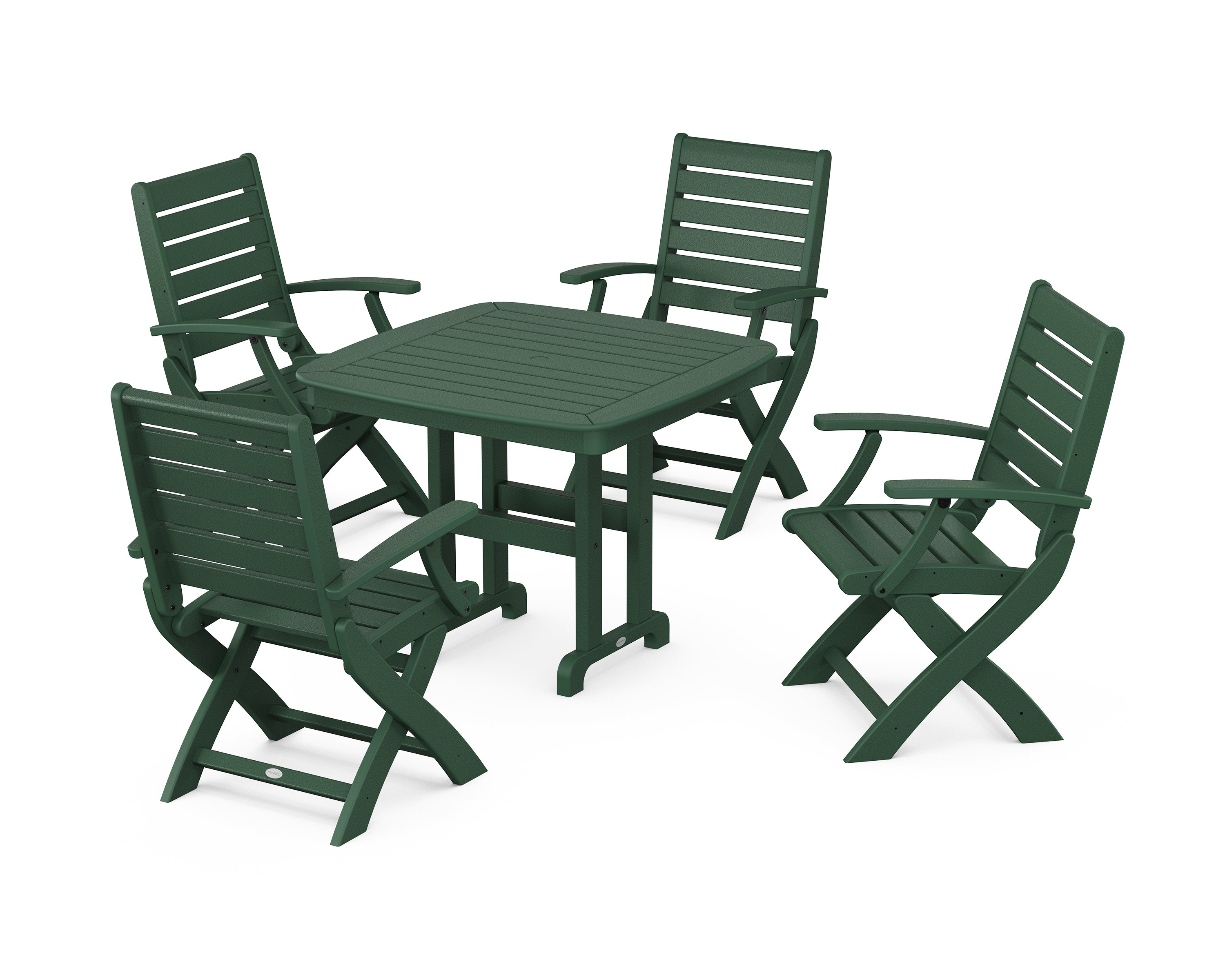 POLYWOOD® Signature Folding Chair 5-Piece Dining Set in Green