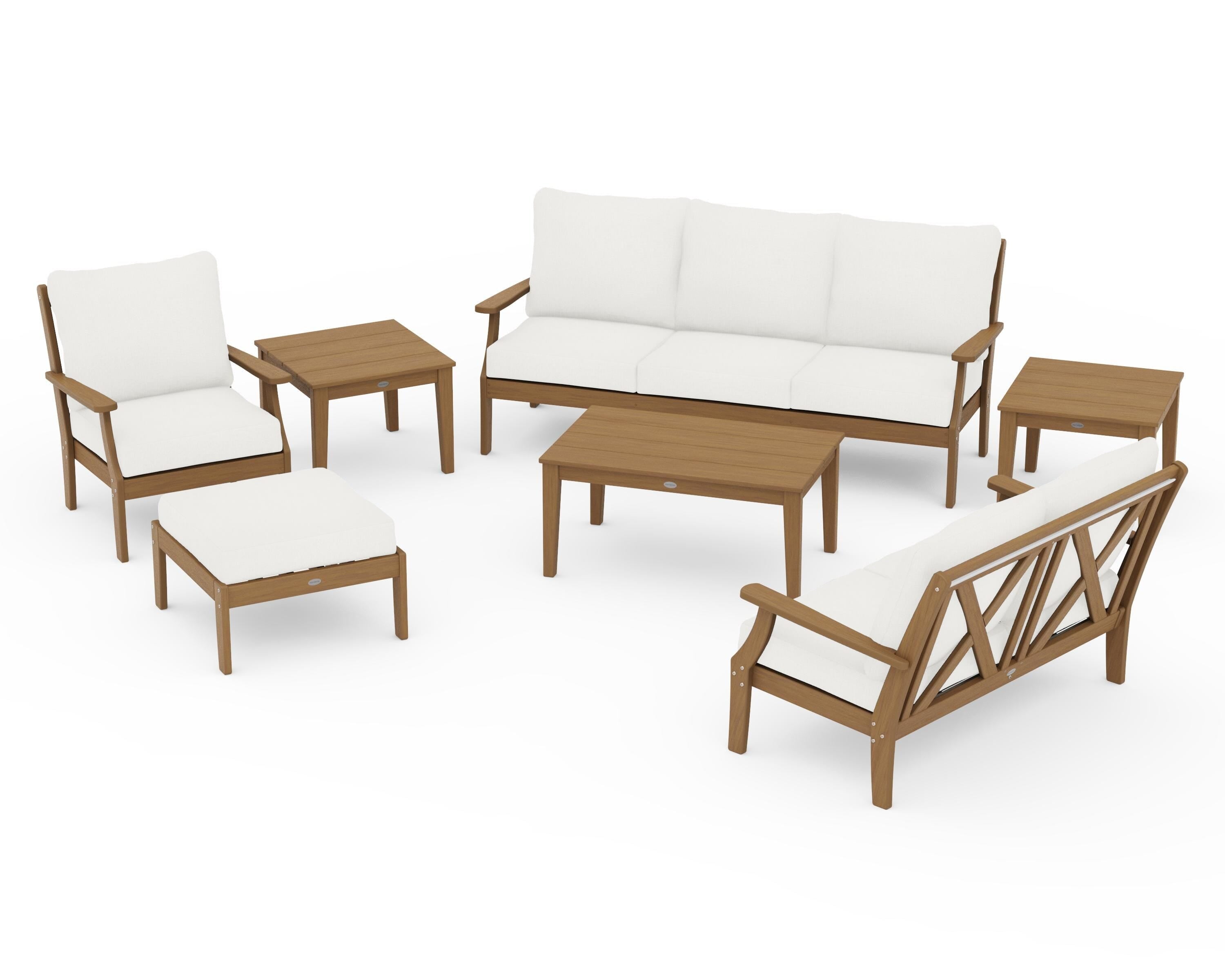 POLYWOOD Braxton 7-Piece Deep Seating Set in Natural / Natural Linen