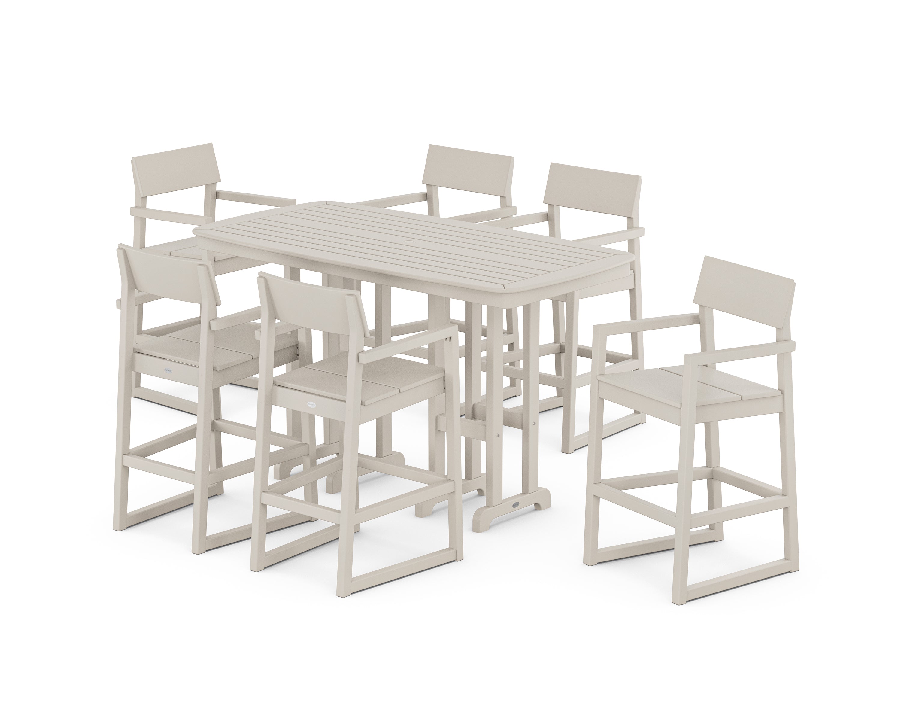 POLYWOOD® EDGE Arm Chair 7-Piece Bar Set in Sand