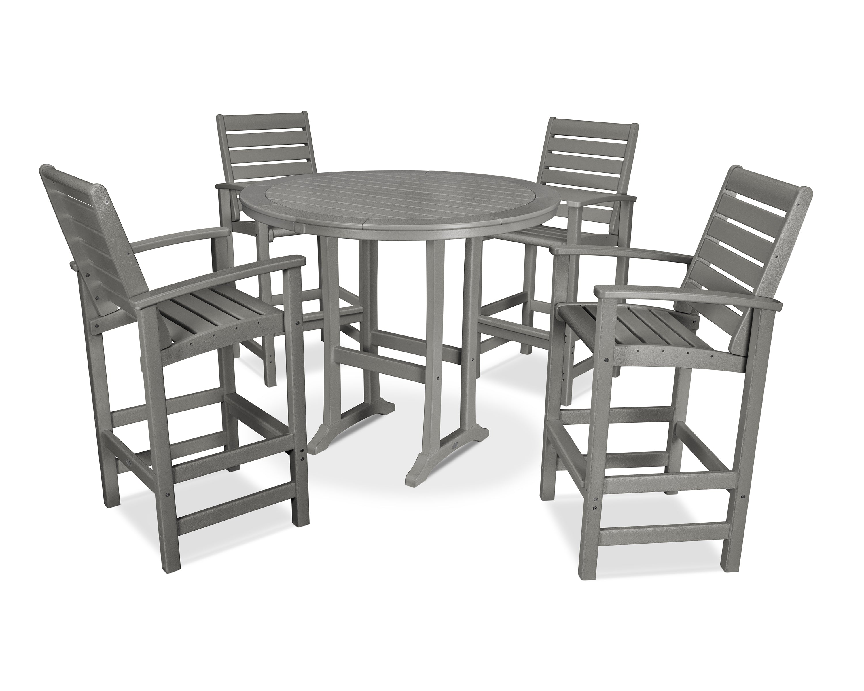 POLYWOOD® 5 Piece Signature Bar Dining Set in Slate Grey