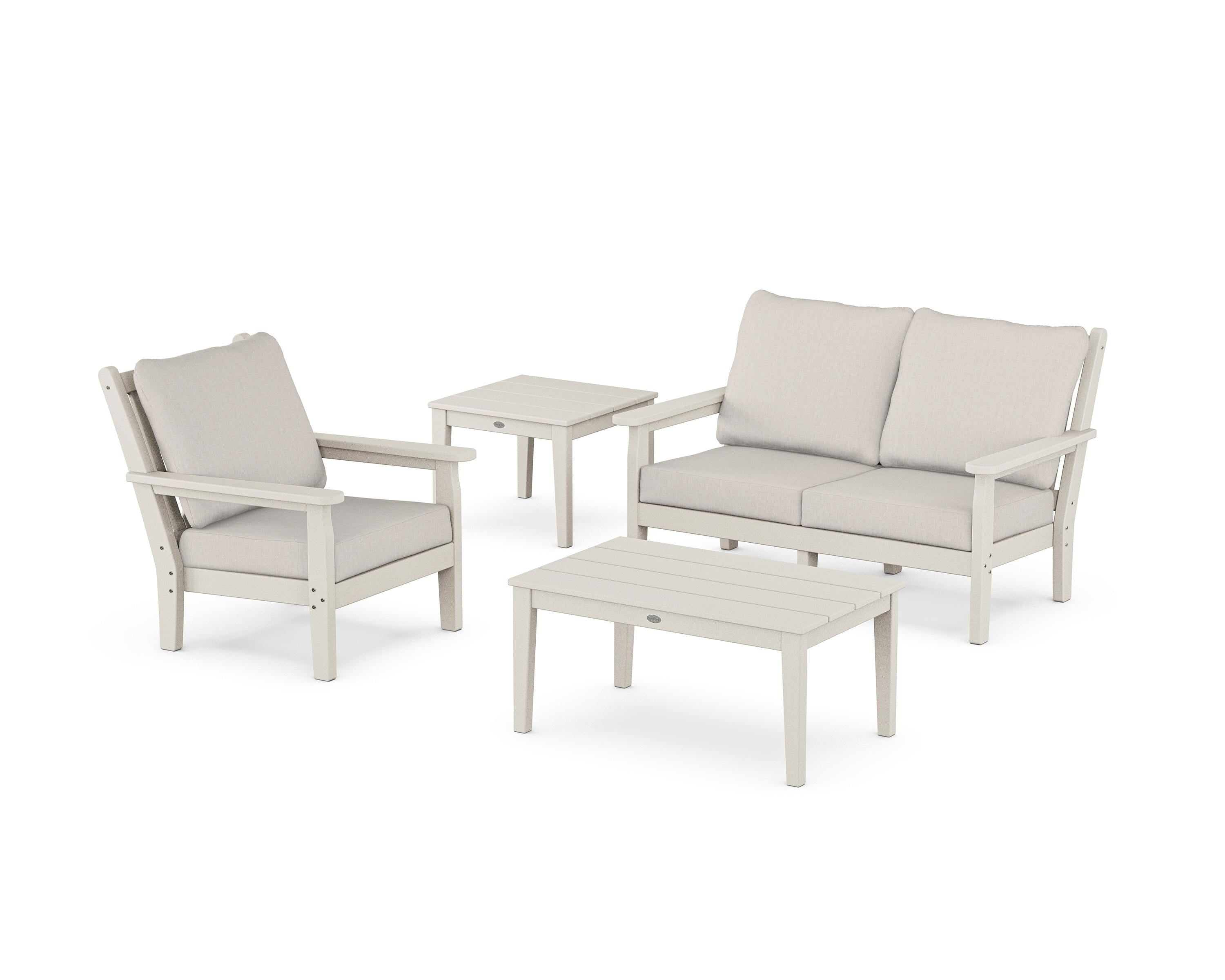 POLYWOOD Chippendale 4-Piece Deep Seating Set in Sand / Cast Ash
