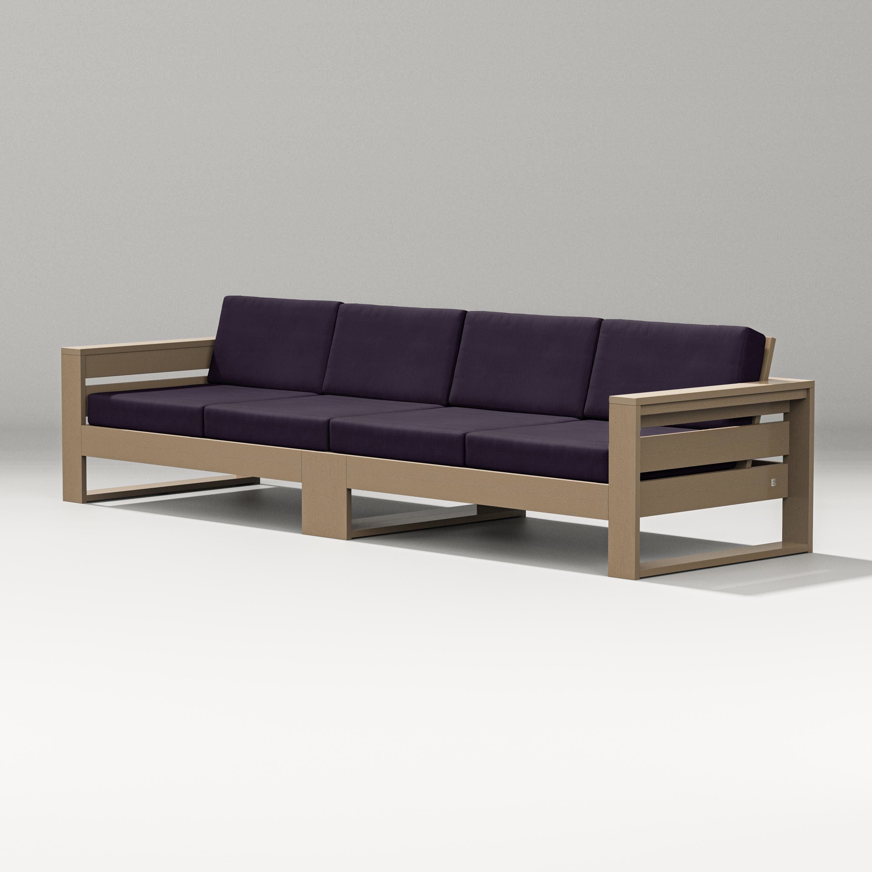 PW Designer Series Latitude Straight Sectional in Vintage Sahara / Navy Linen