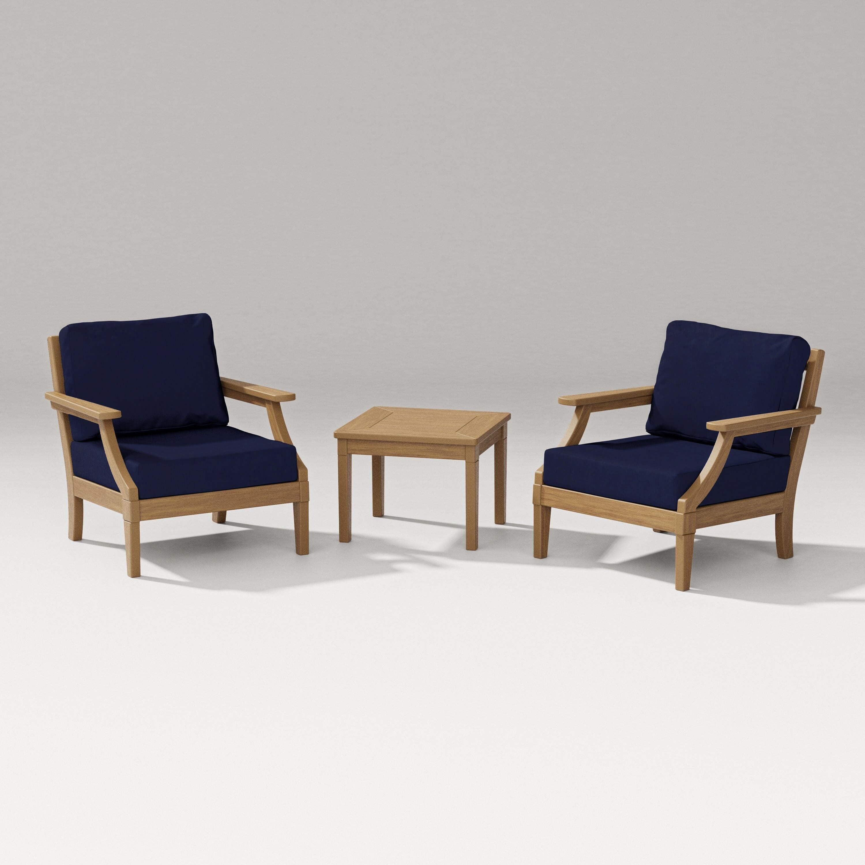 PW Designer Series Estate 3-Piece Lounge Chair Set in Natural / Navy