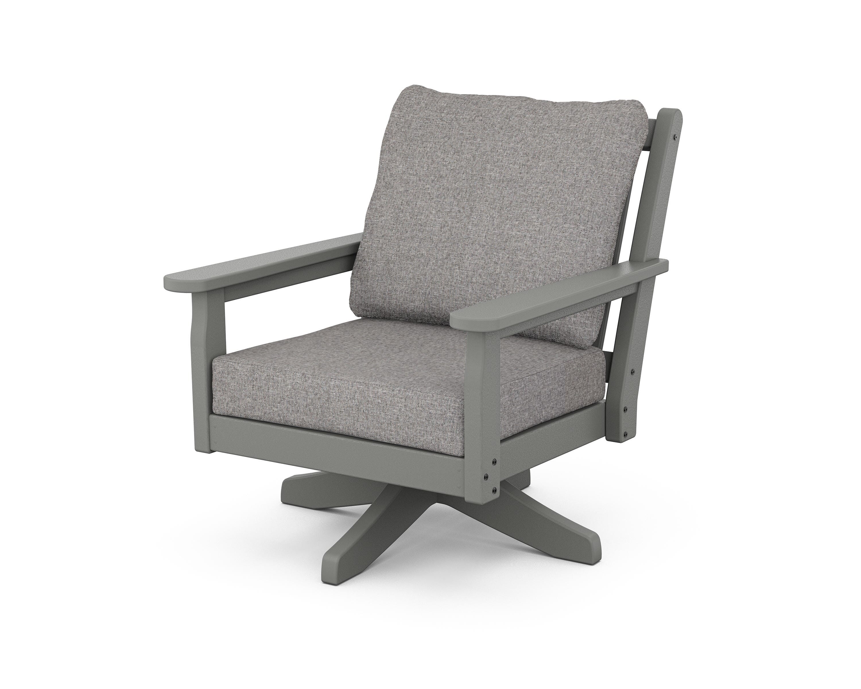 POLYWOOD Chippendale Deep Seating Swivel Chair in Slate Grey / Grey Mist