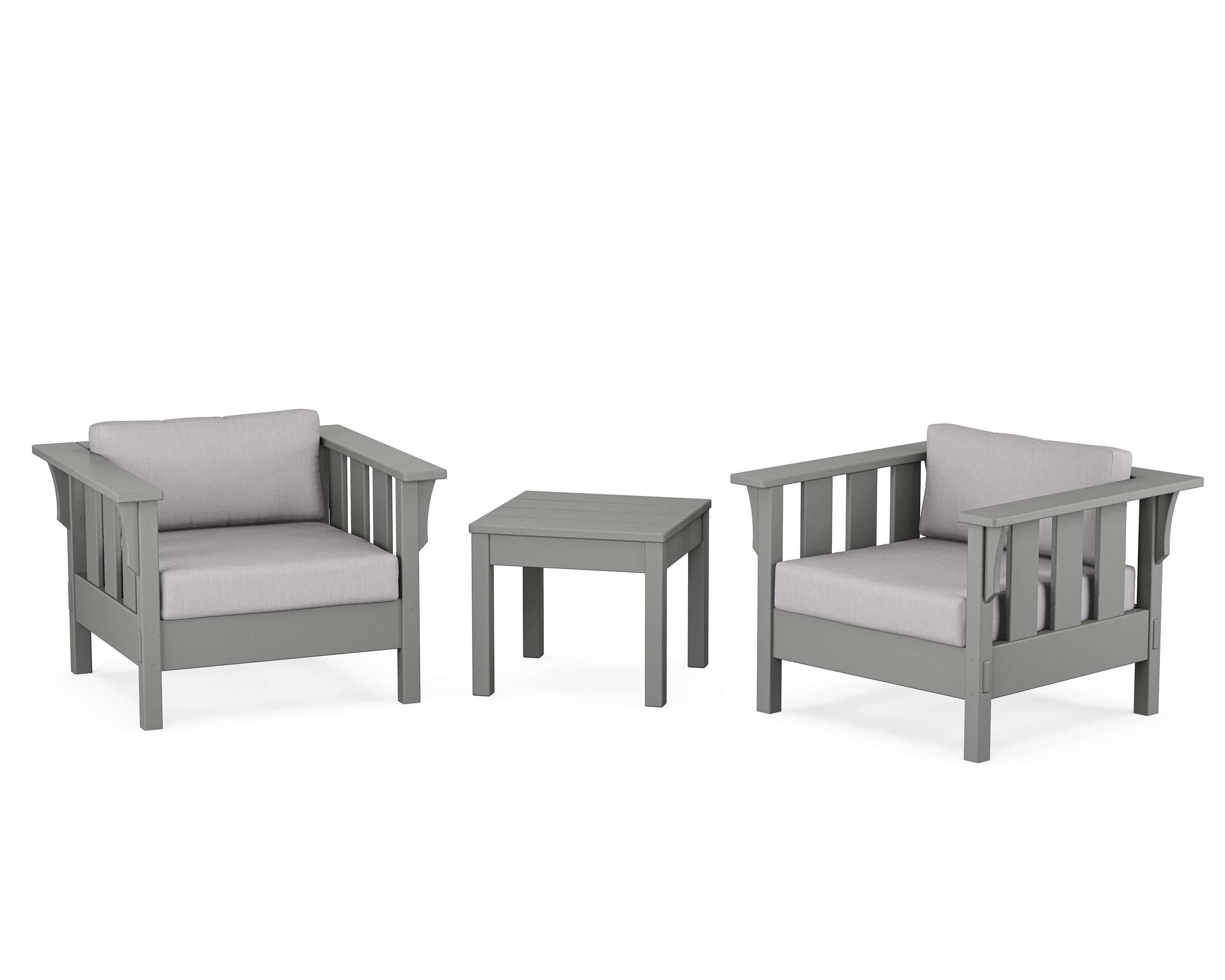 Martha Stewart by POLYWOOD Acadia 3-Piece Deep Seating Set in Slate Grey / Granite