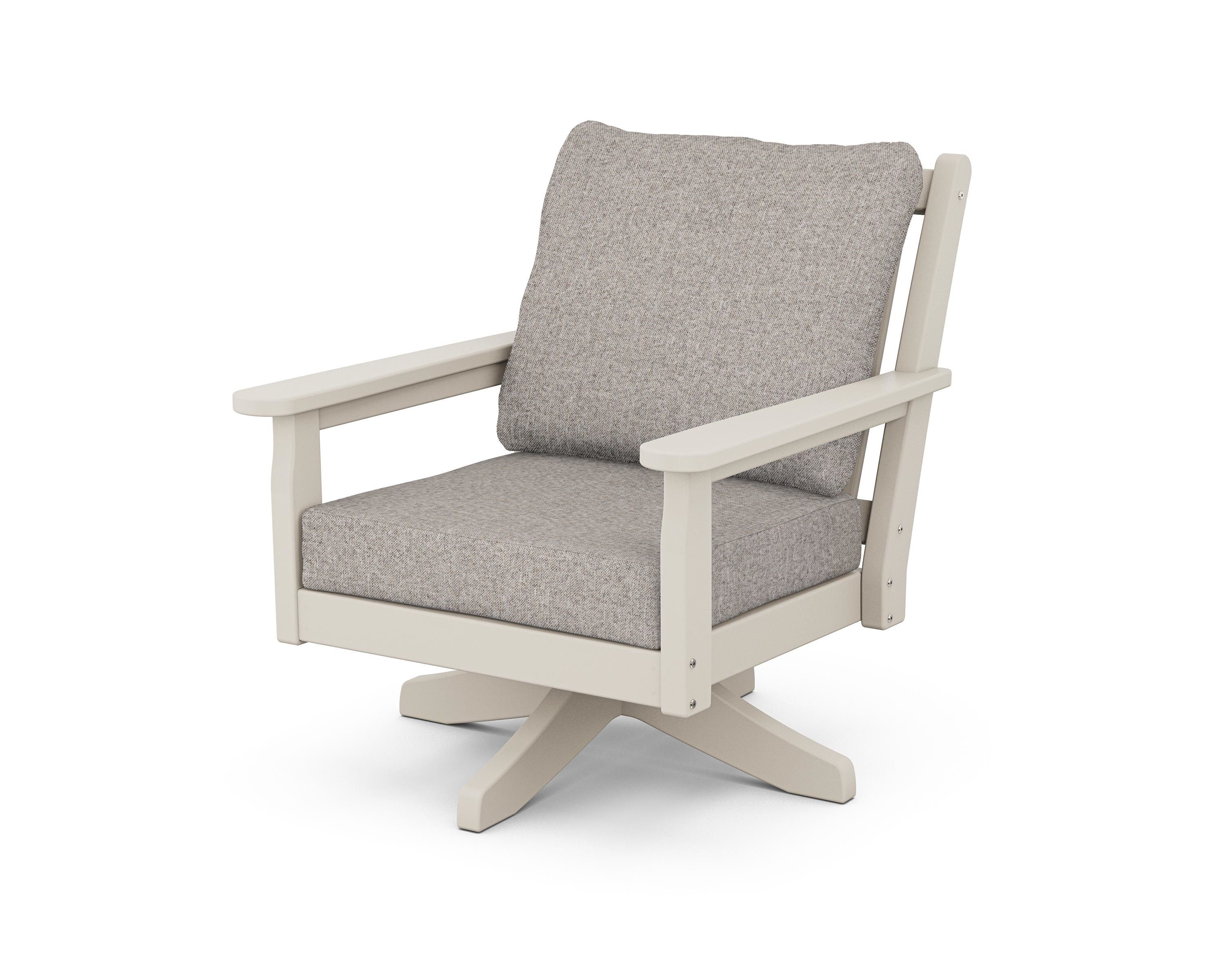 POLYWOOD Chippendale Deep Seating Swivel Chair in Sand / Weathered Tweed