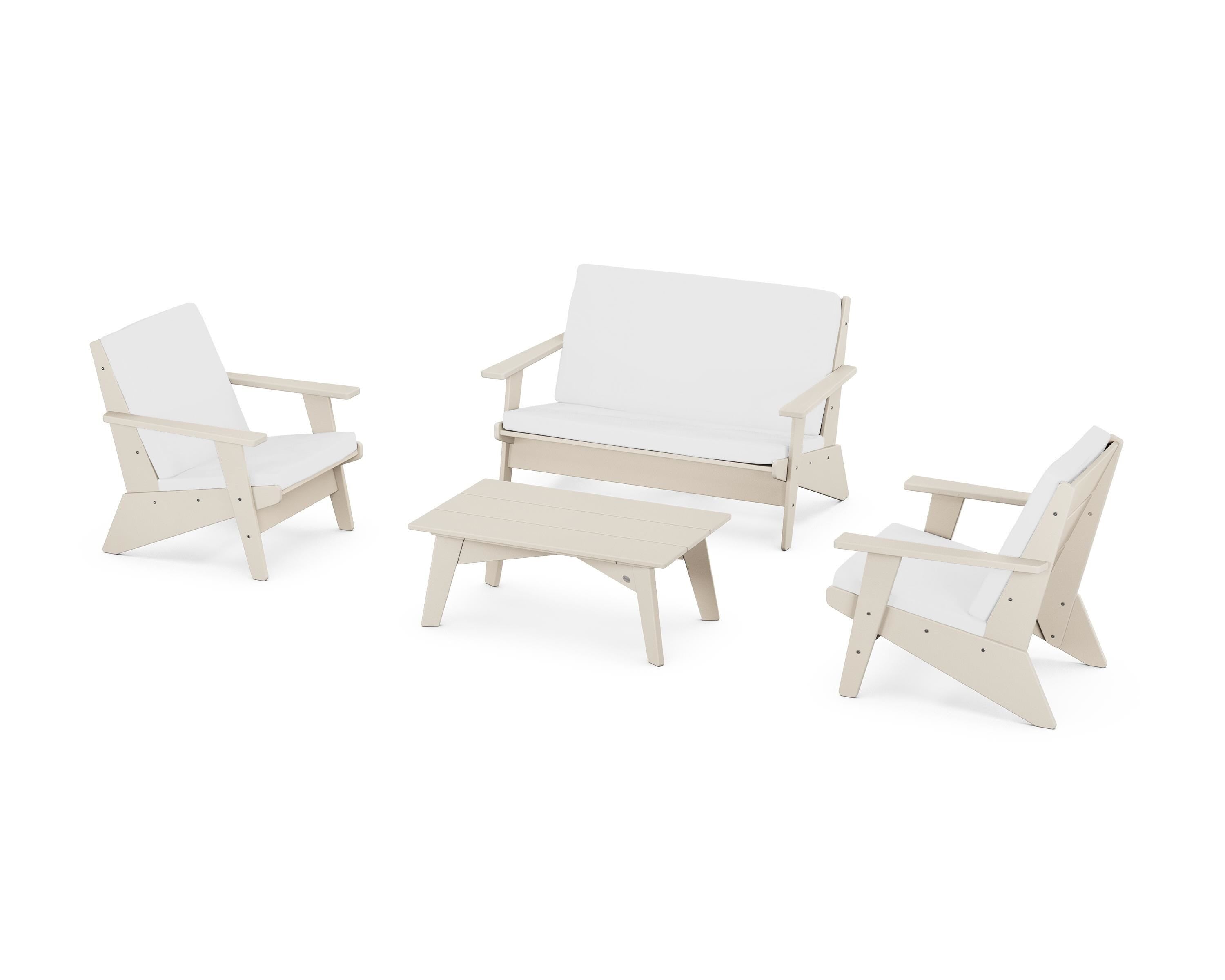 POLYWOOD Riviera Modern Lounge 4-Piece Set in Sand / Natural