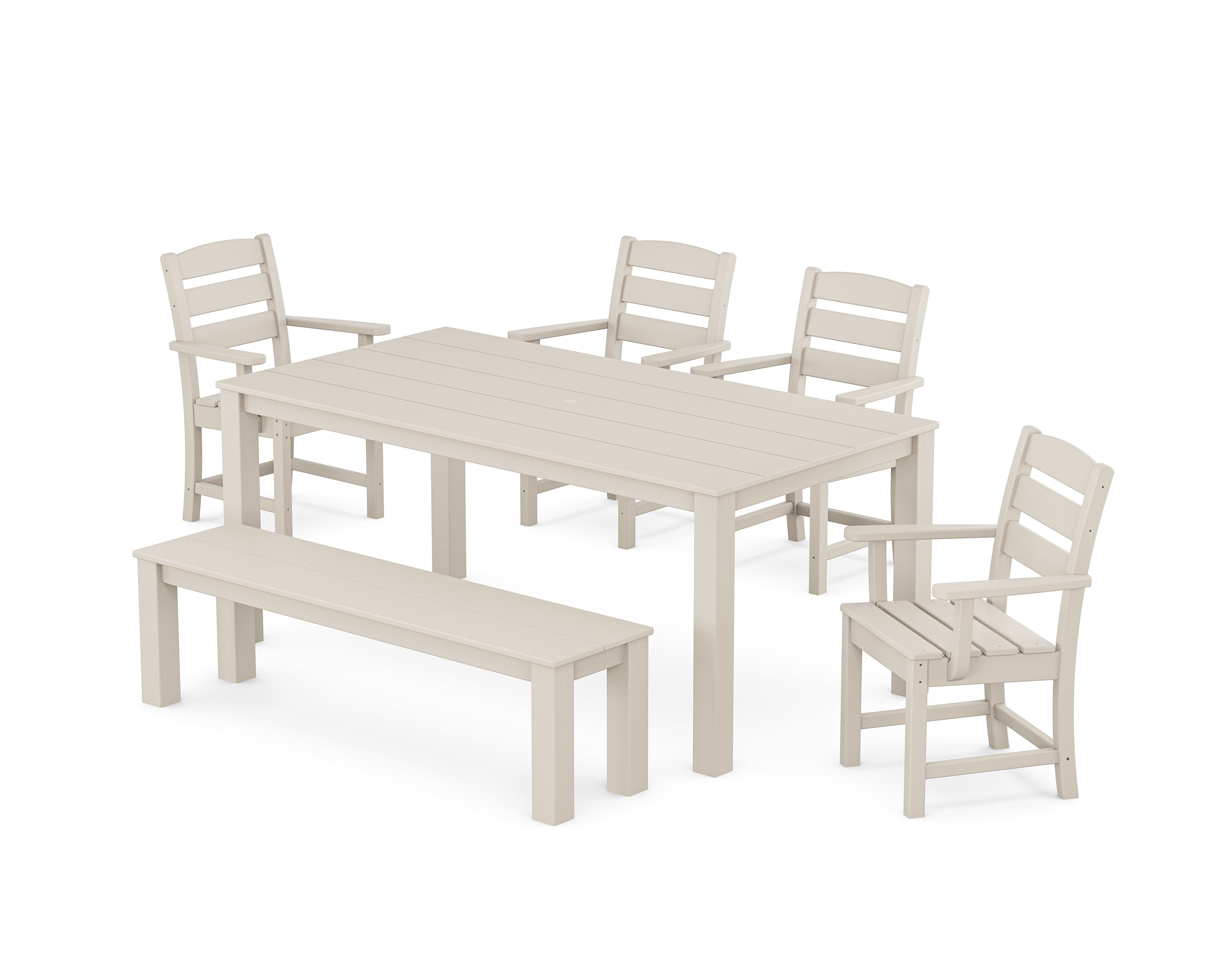 POLYWOOD® Lakeside 6-Piece Parsons Dining Set with Bench in Sand