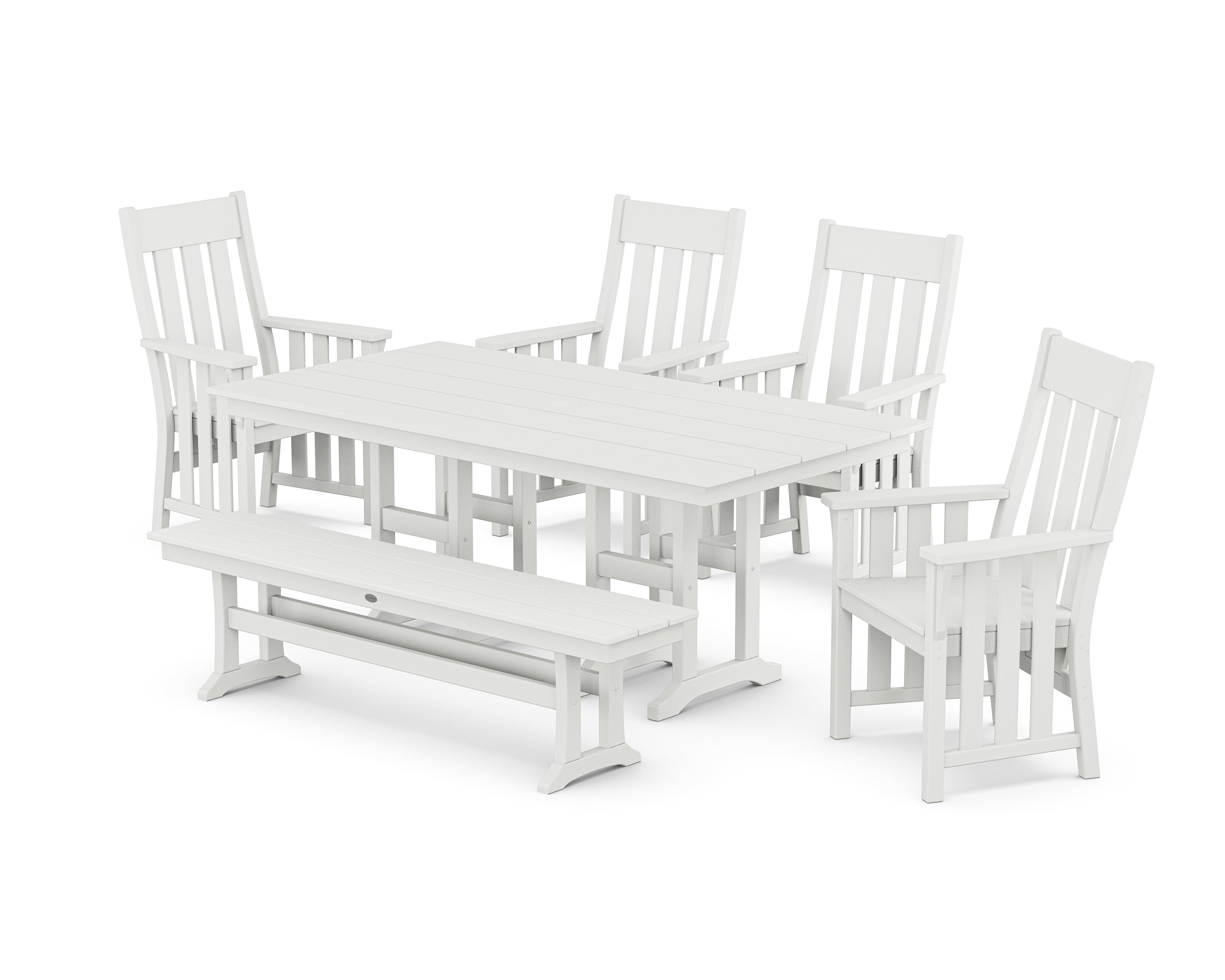 Martha Stewart by POLYWOOD® Acadia 6-Piece Farmhouse Dining Set with Bench in White