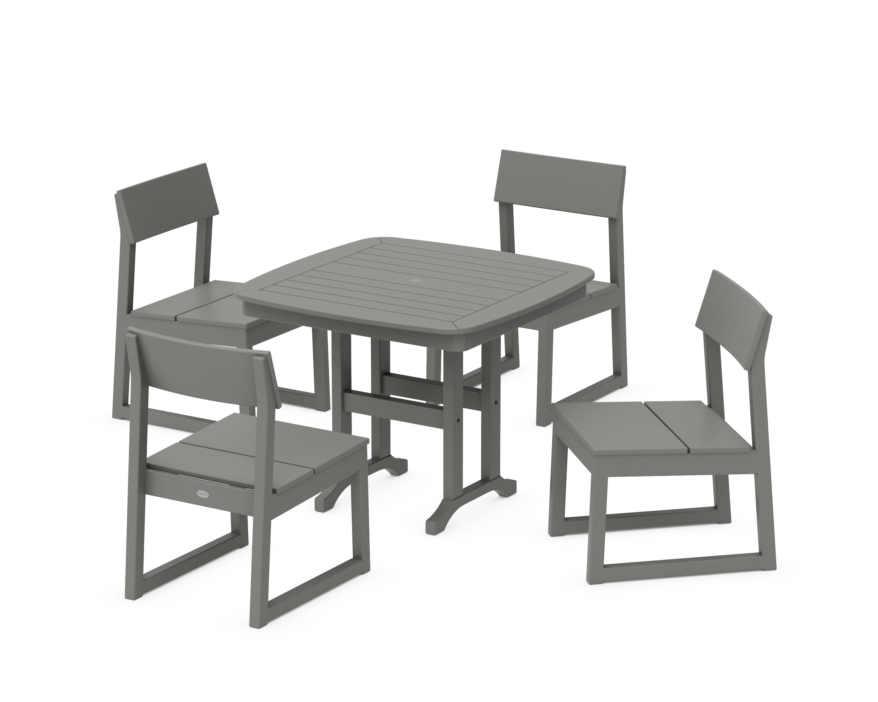 POLYWOOD EDGE Side Chair 5-Piece Dining Set in Slate Grey