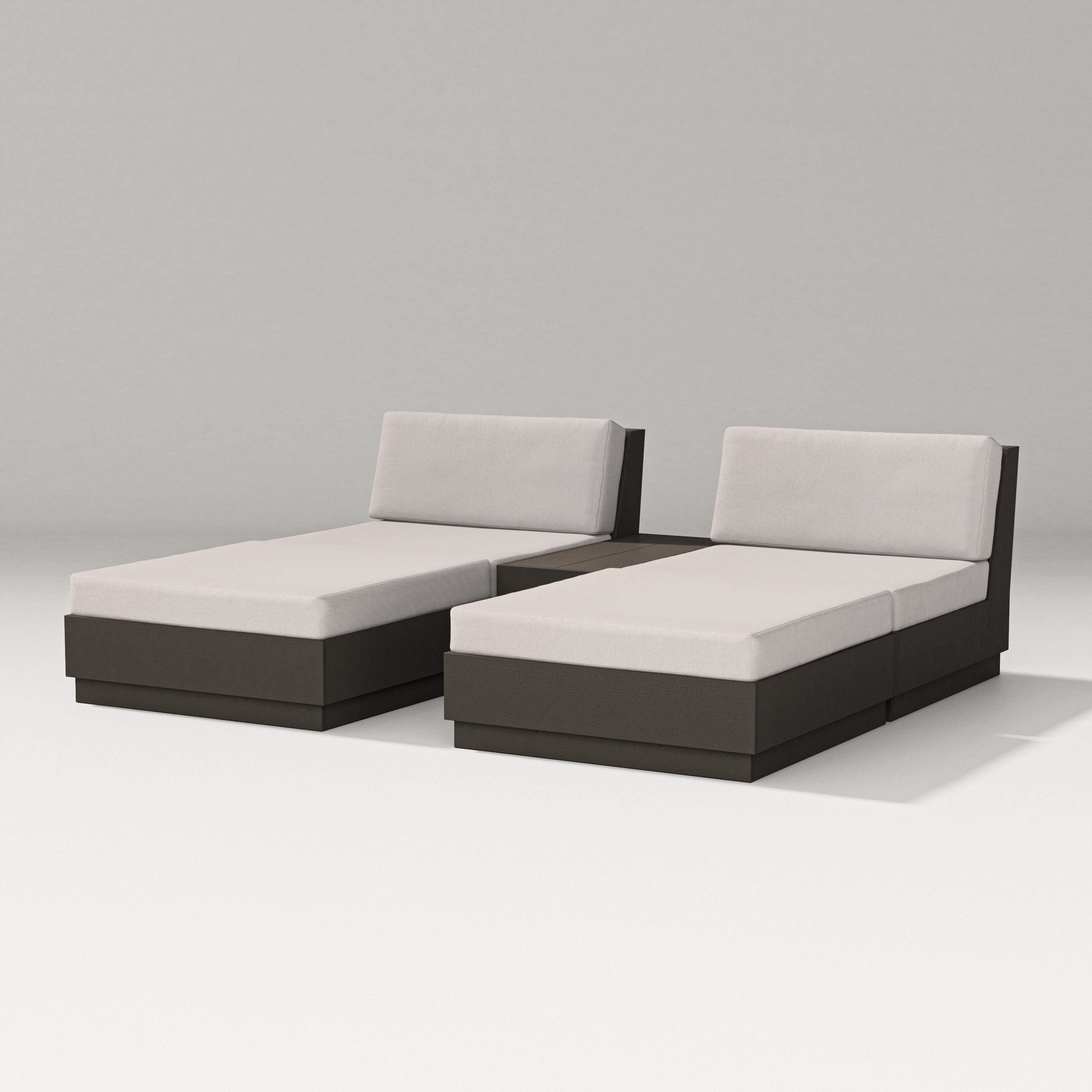 PW Designer Series Elevate Double Chaise Set in Vintage Coffee / Dune Burlap