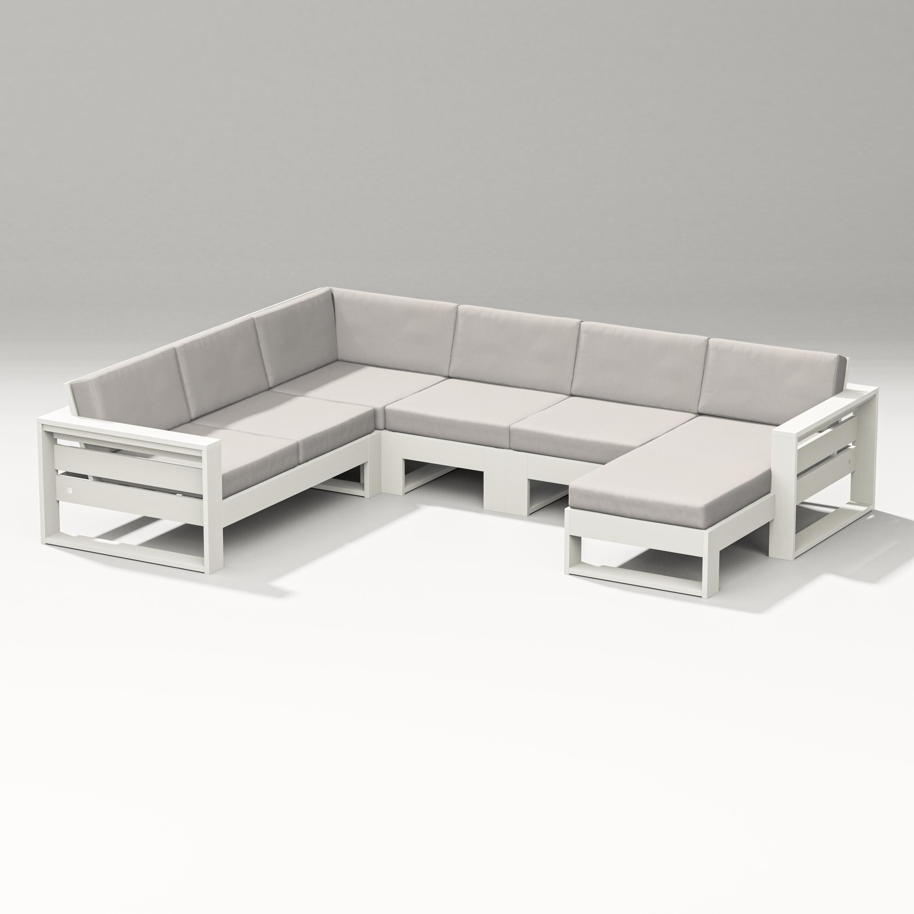 PW Designer Series Latitude Corner Sectional with Right Chaise in Vintage White / Cast Ash
