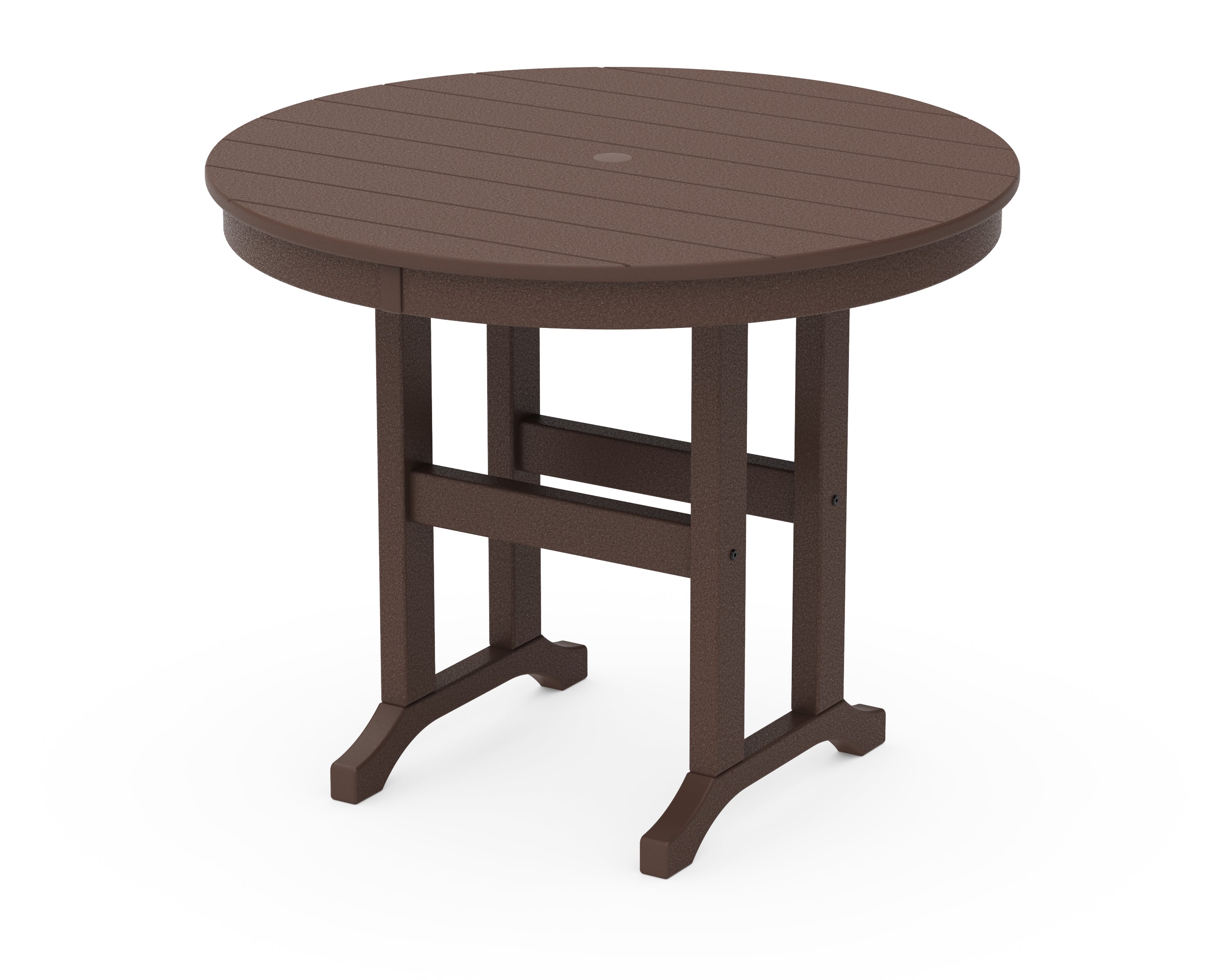 POLYWOOD 36" Round Farmhouse Dining Table in Mahogany