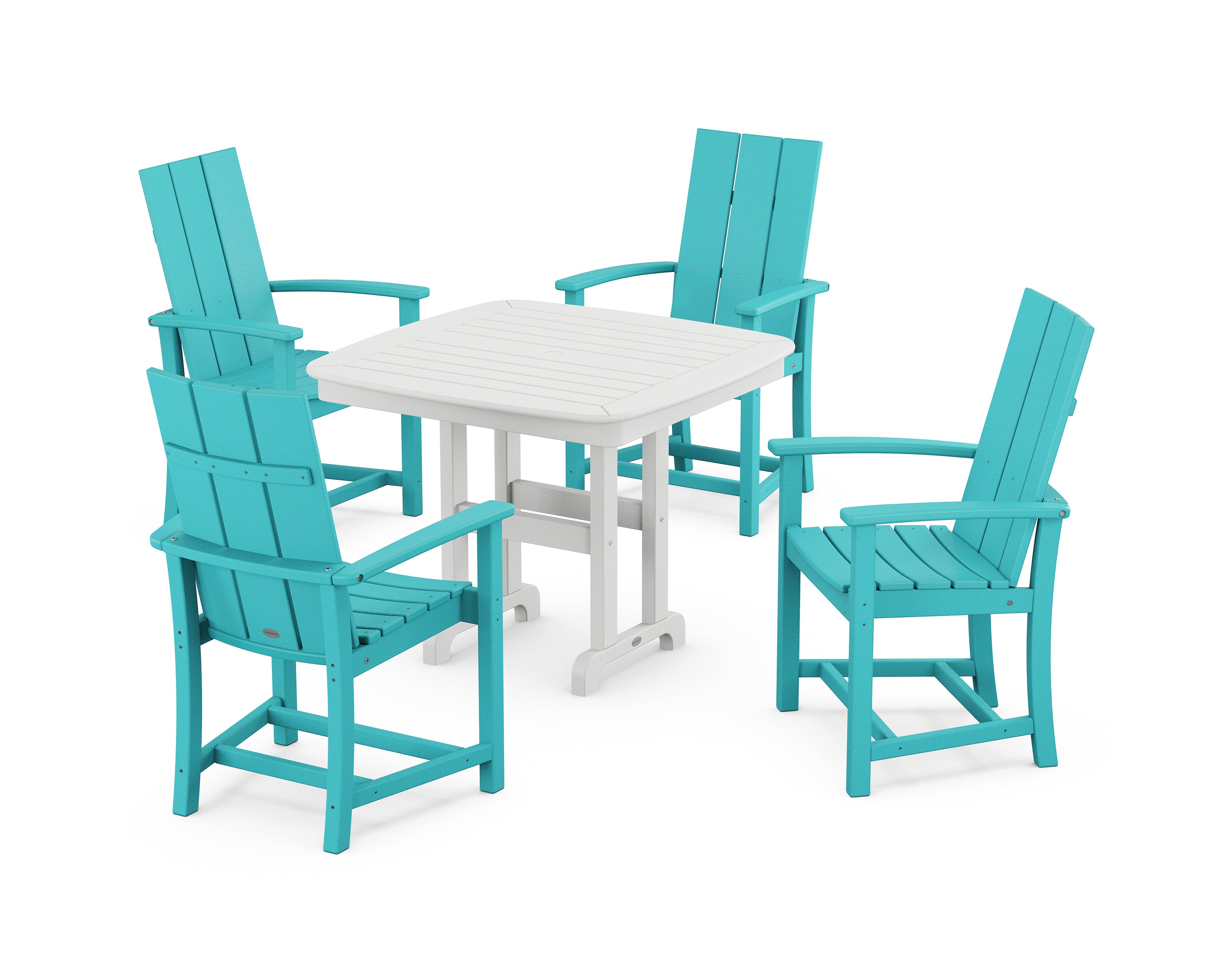 POLYWOOD® Modern Adirondack 5-Piece Dining Set in Aruba / White