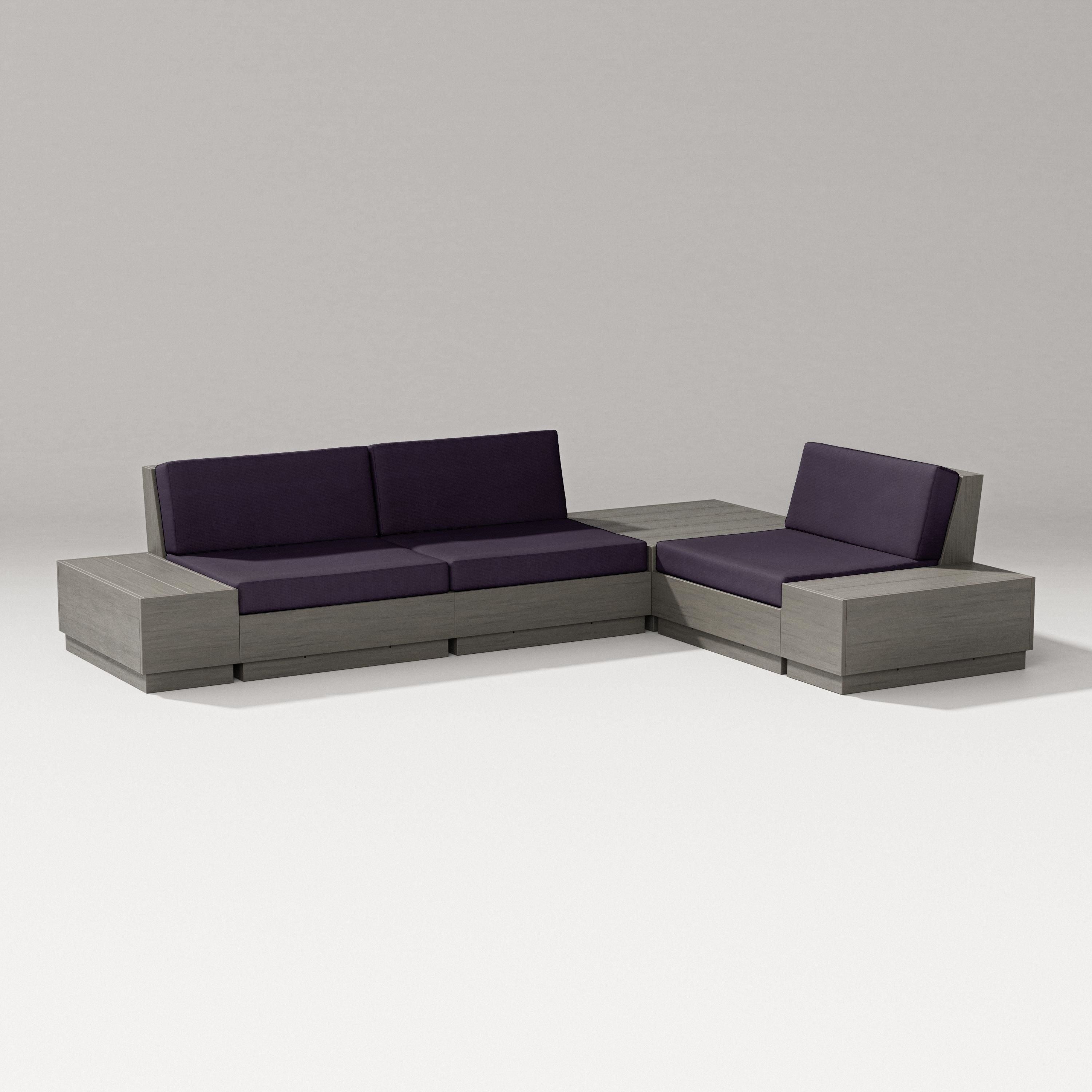 PW Designer Series Elevate 6-Piece Corner Sectional in Driftwood / Navy Linen