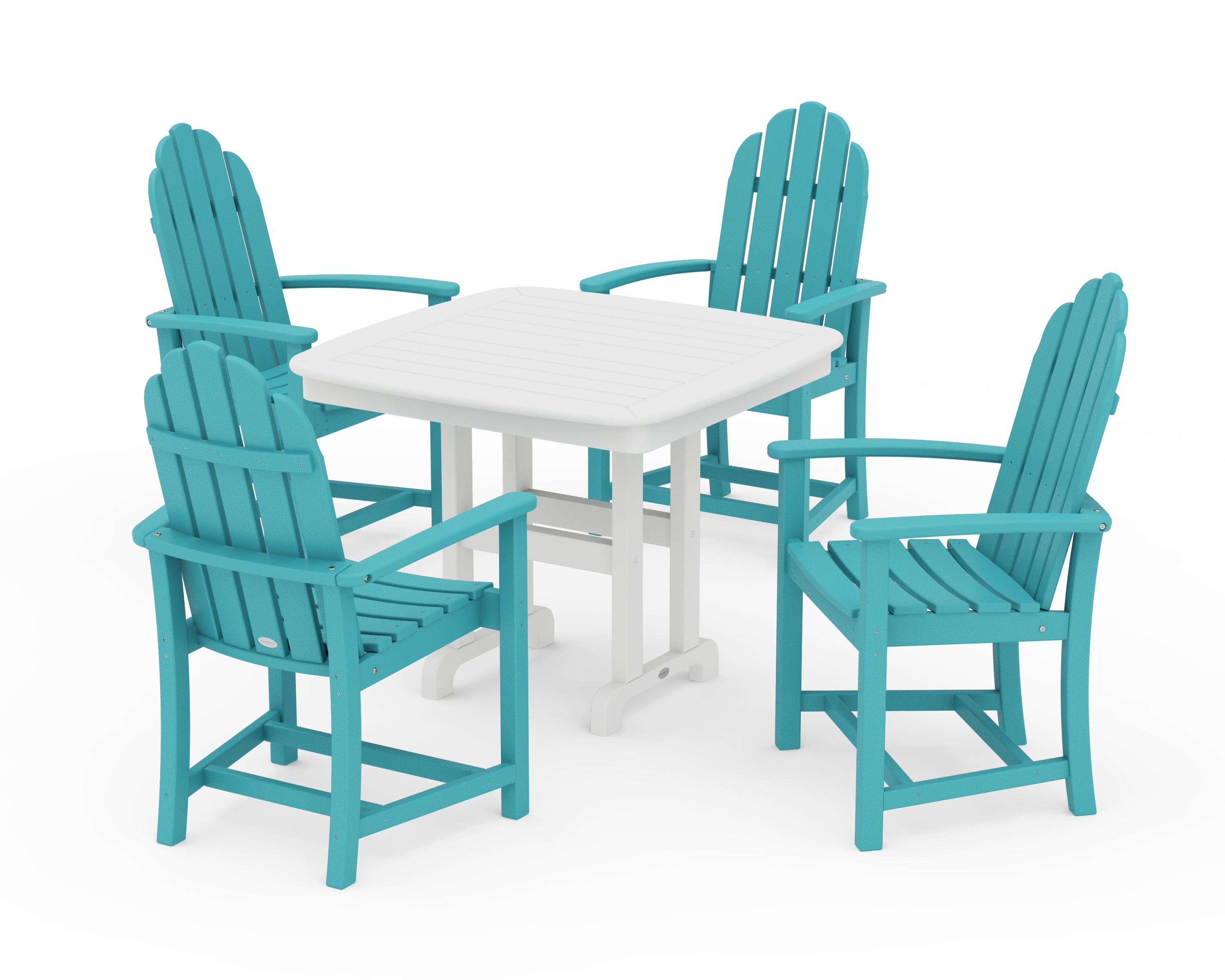 POLYWOOD Classic Adirondack 5-Piece Dining Set in Aruba / White