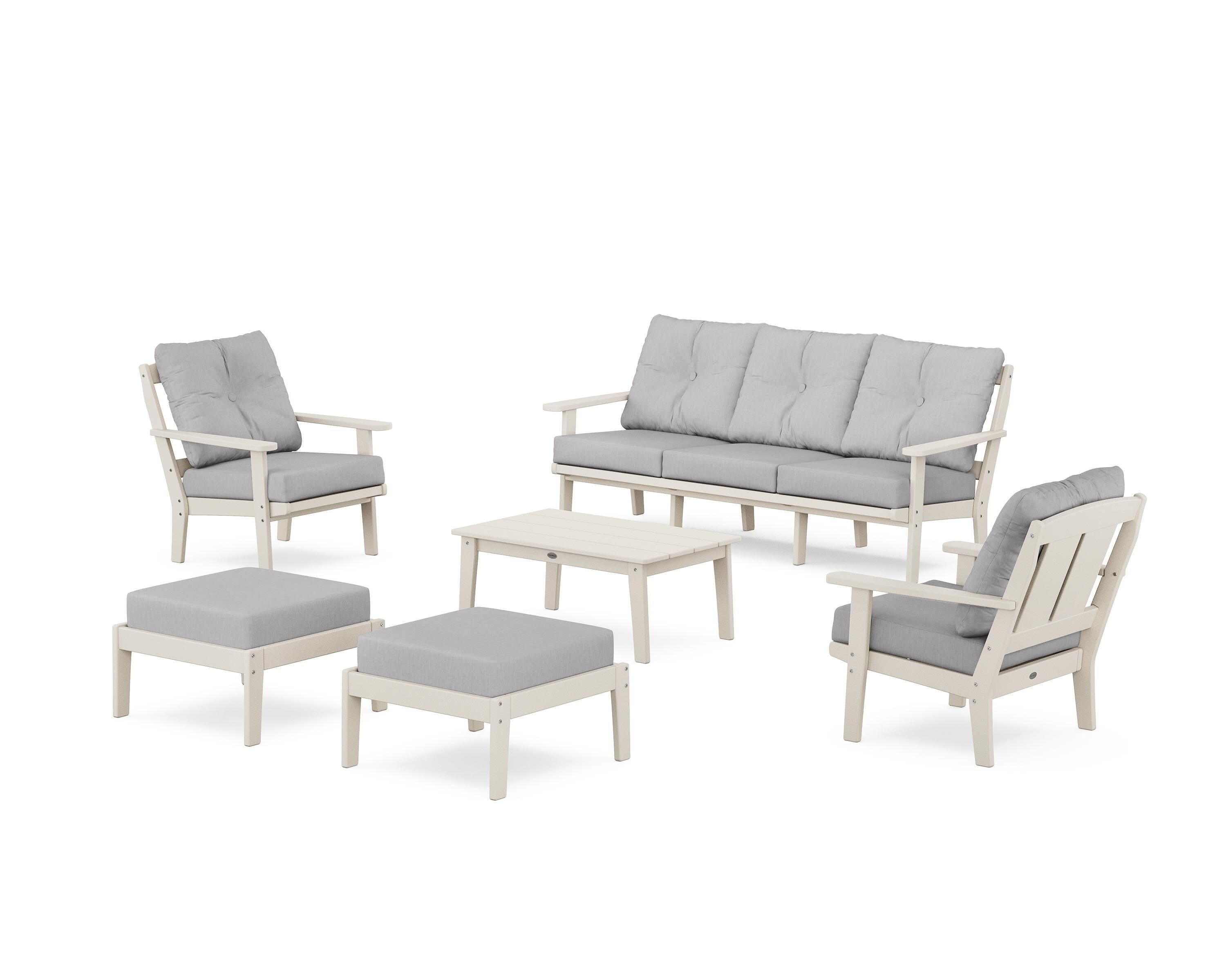 POLYWOOD Mission 6-Piece Lounge Sofa Set in Sand / Granite