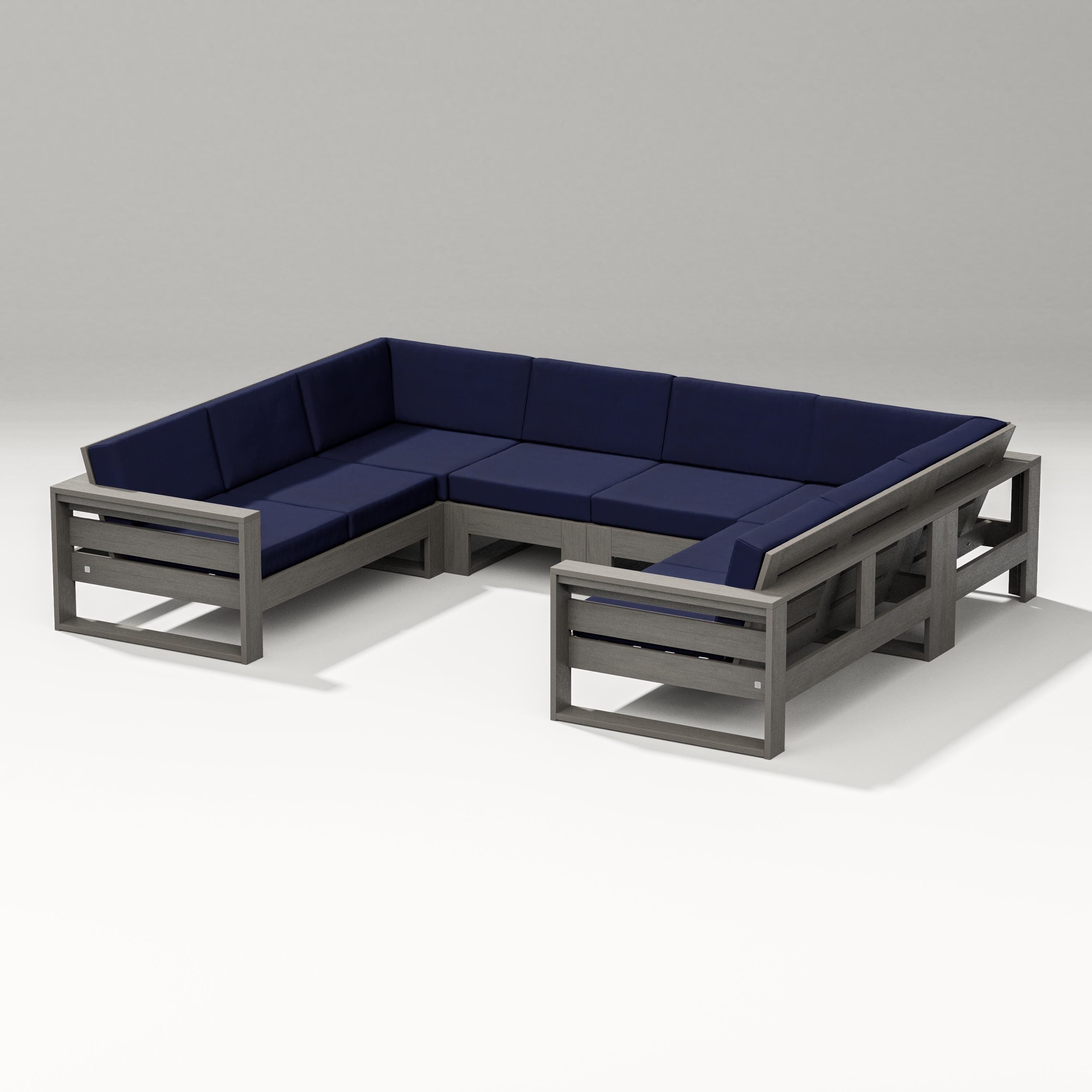 PW Designer Series Latitude U-Shaped Sectional in Driftwood / Navy