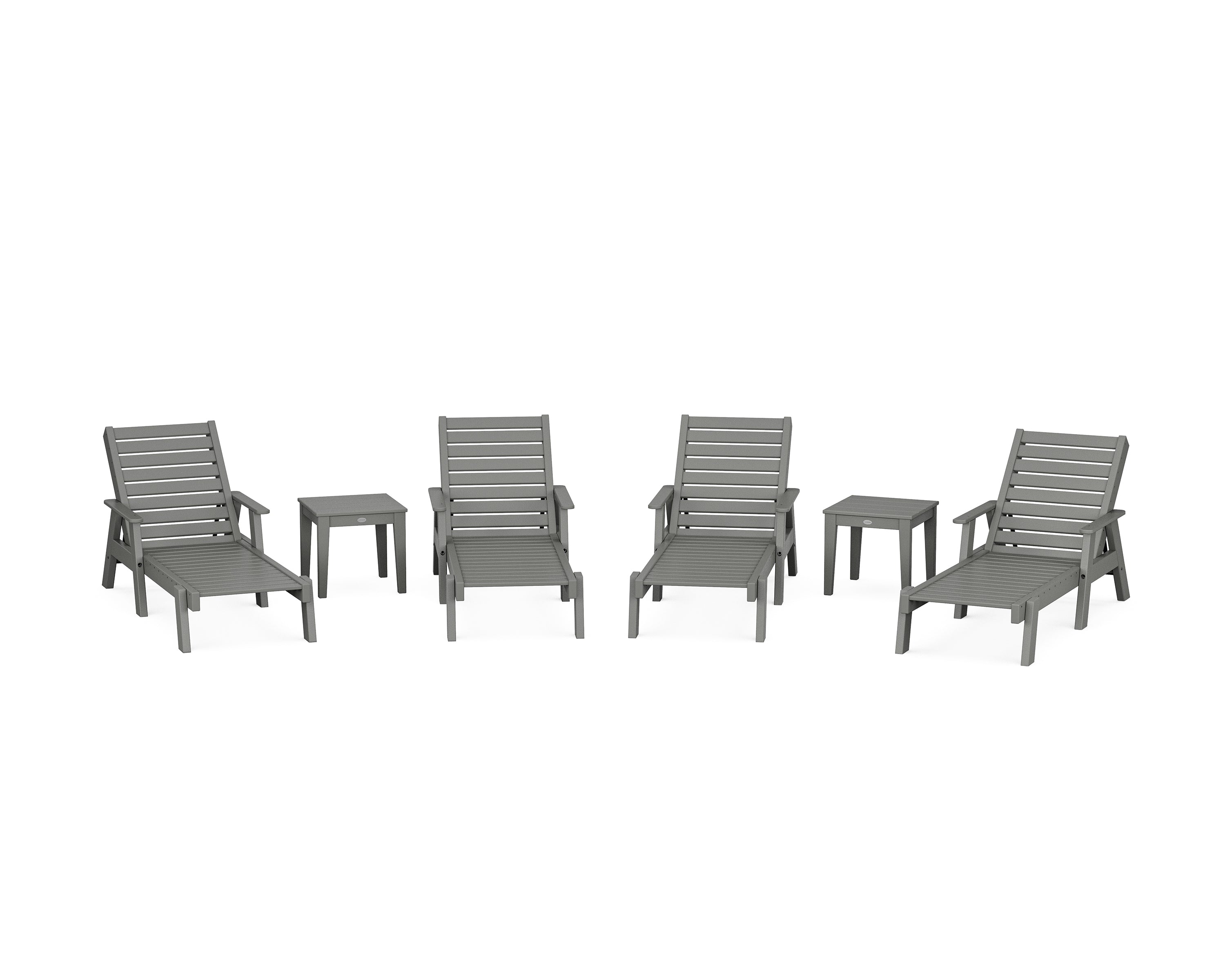 POLYWOOD Captain Chaise 6-Piece Set with Arms in Slate Grey