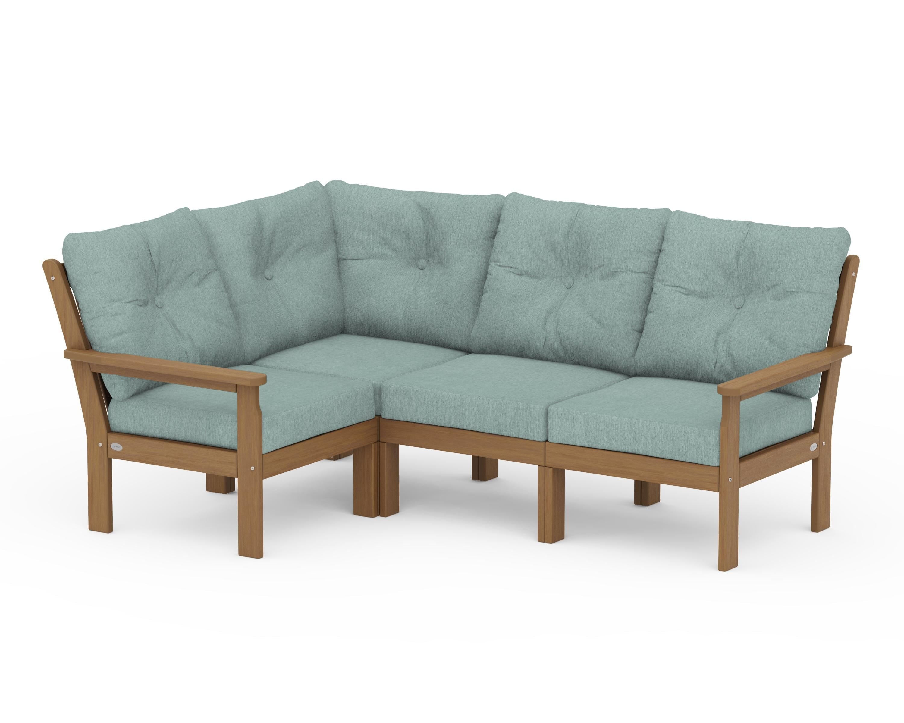 POLYWOOD Vineyard 4-Piece Sectional in Natural / Glacier Spa