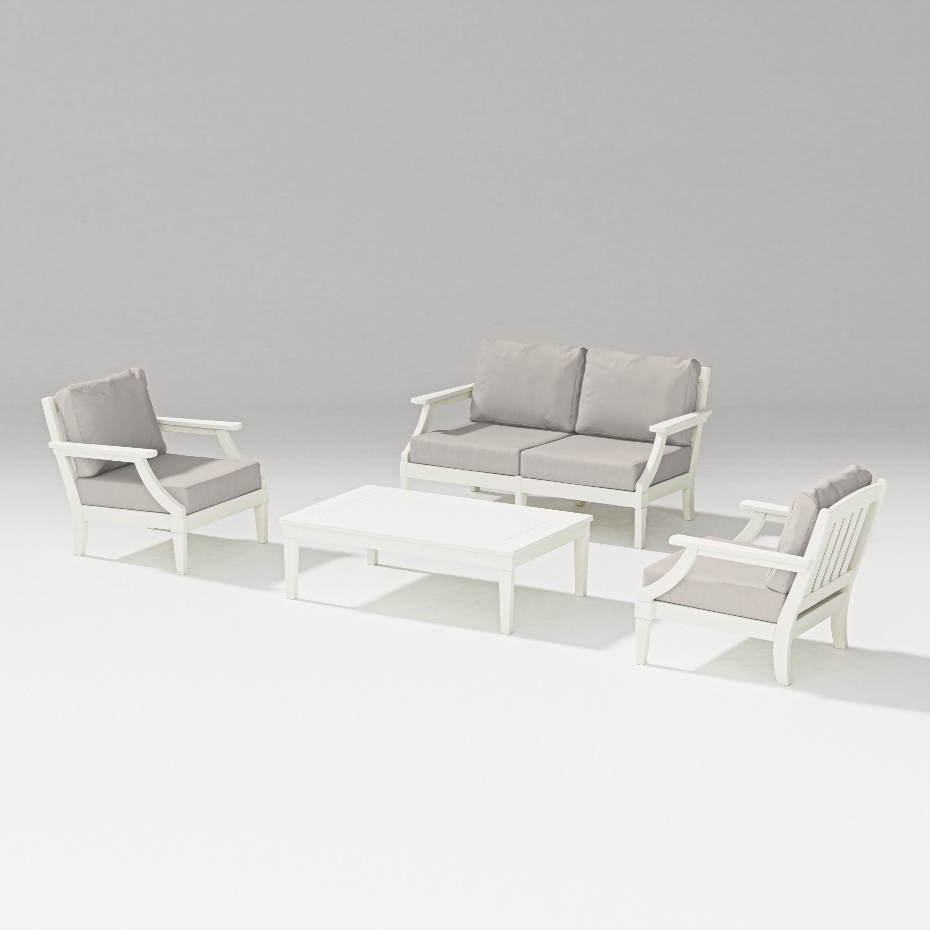 PW Designer Series Estate Lounge 4-Piece Loveseat Set in Vintage White / Cast Ash