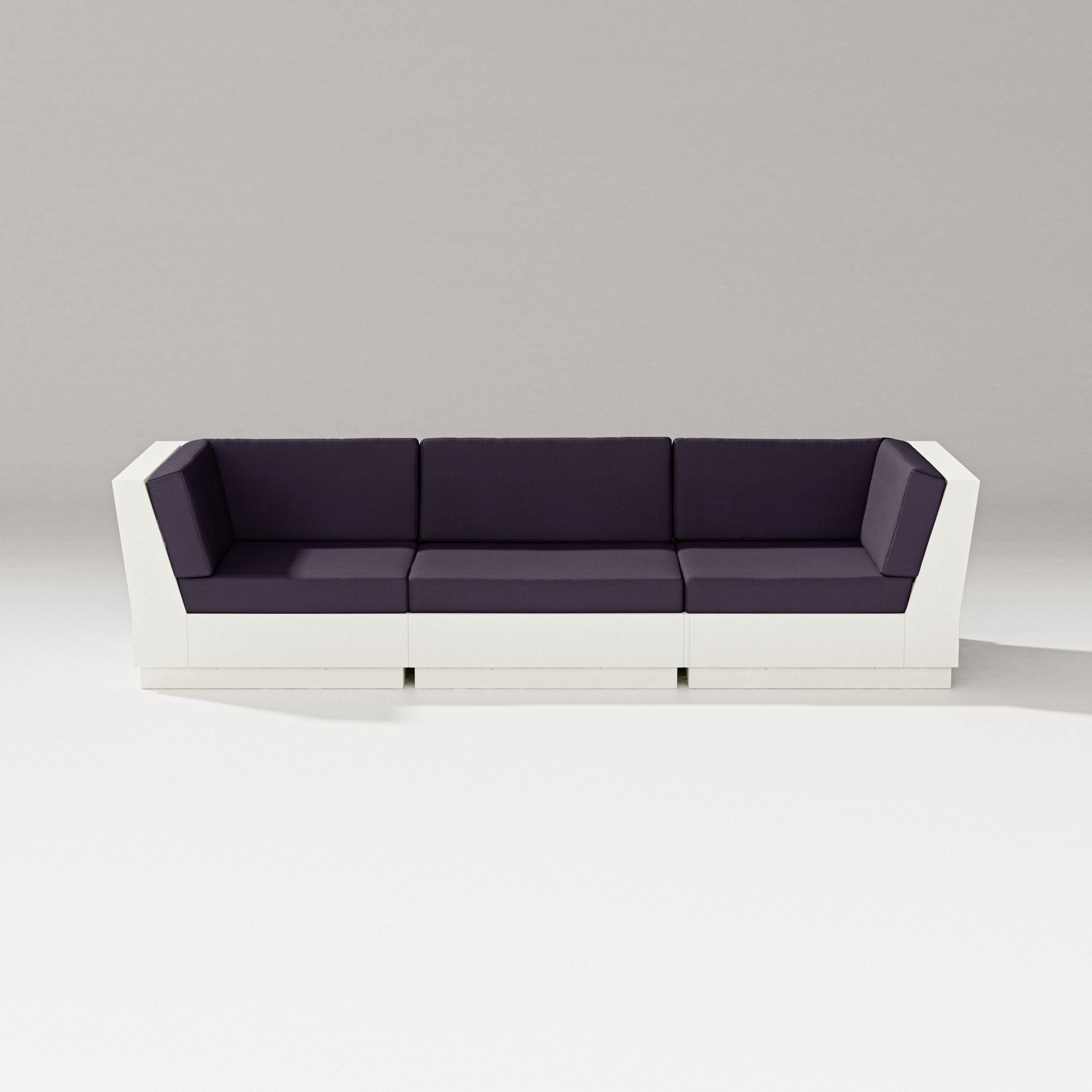 PW Designer Series Elevate Sofa Sectional in Vintage White / Navy Linen