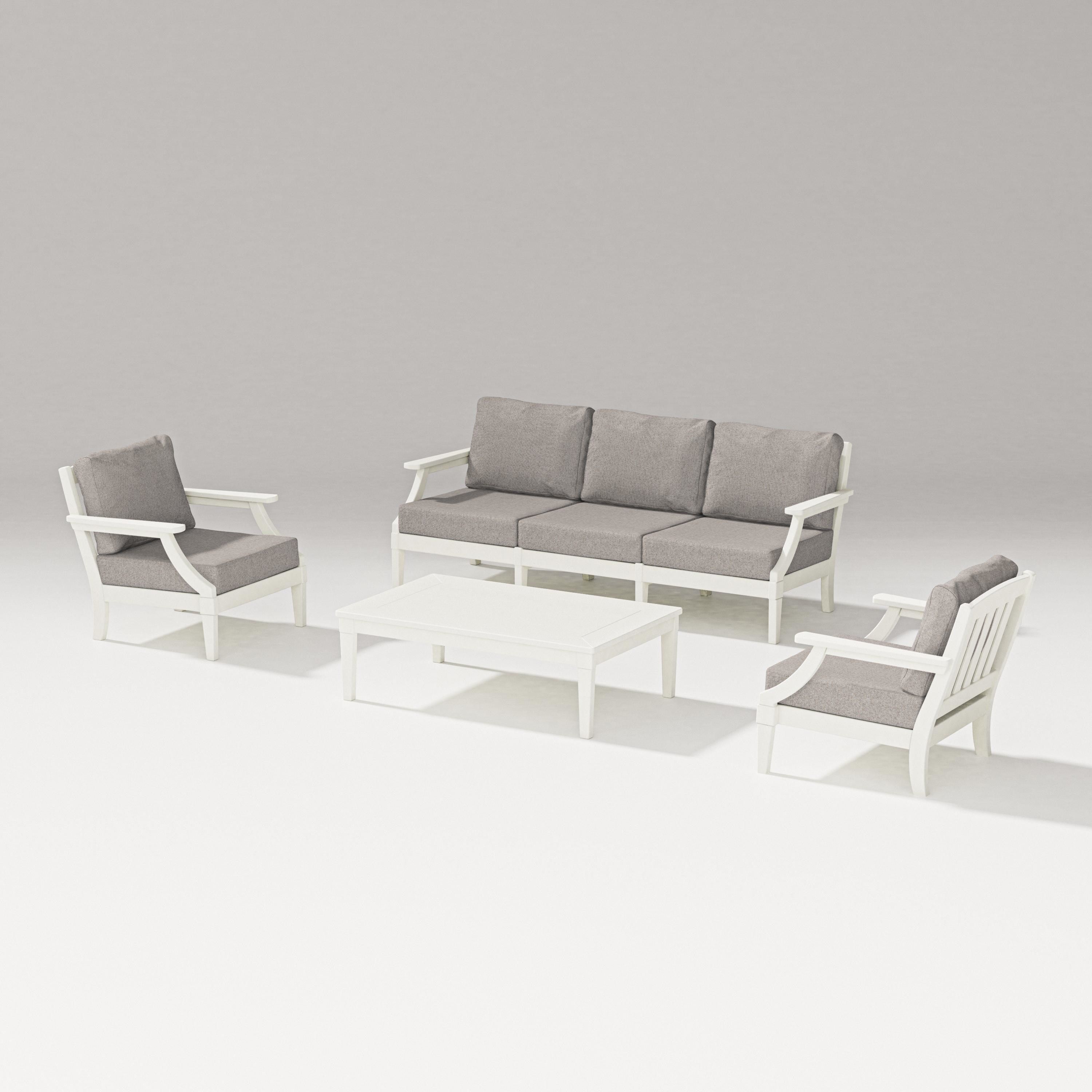 PW Designer Series Estate 4-Piece Lounge Sofa Set in Vintage White / Weathered Tweed