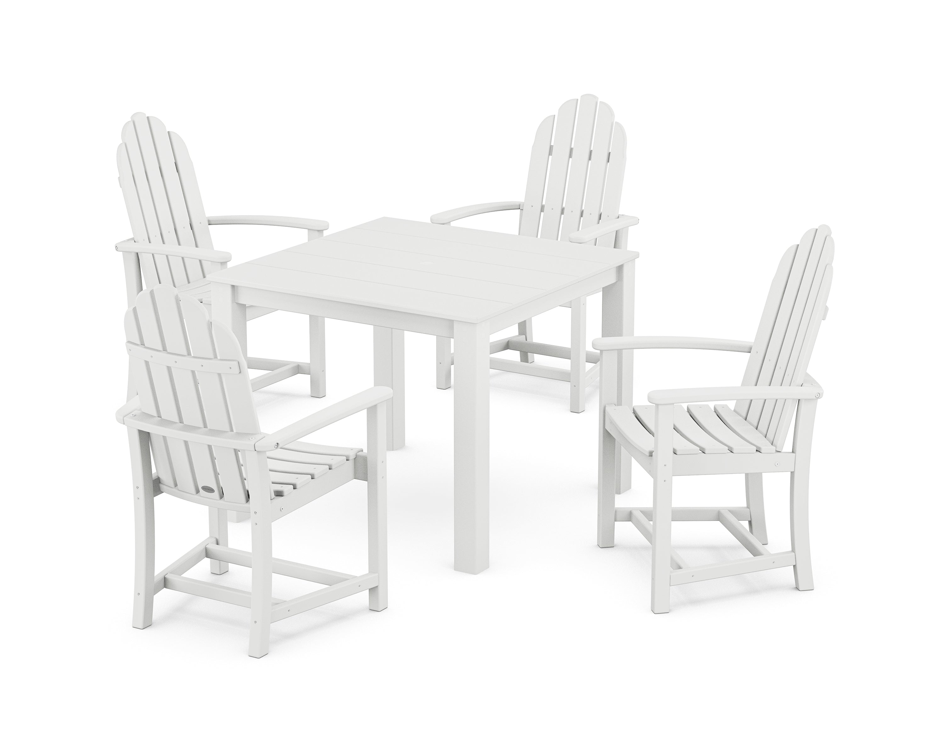 POLYWOOD® Classic Adirondack 5-Piece Parsons Dining Set in White