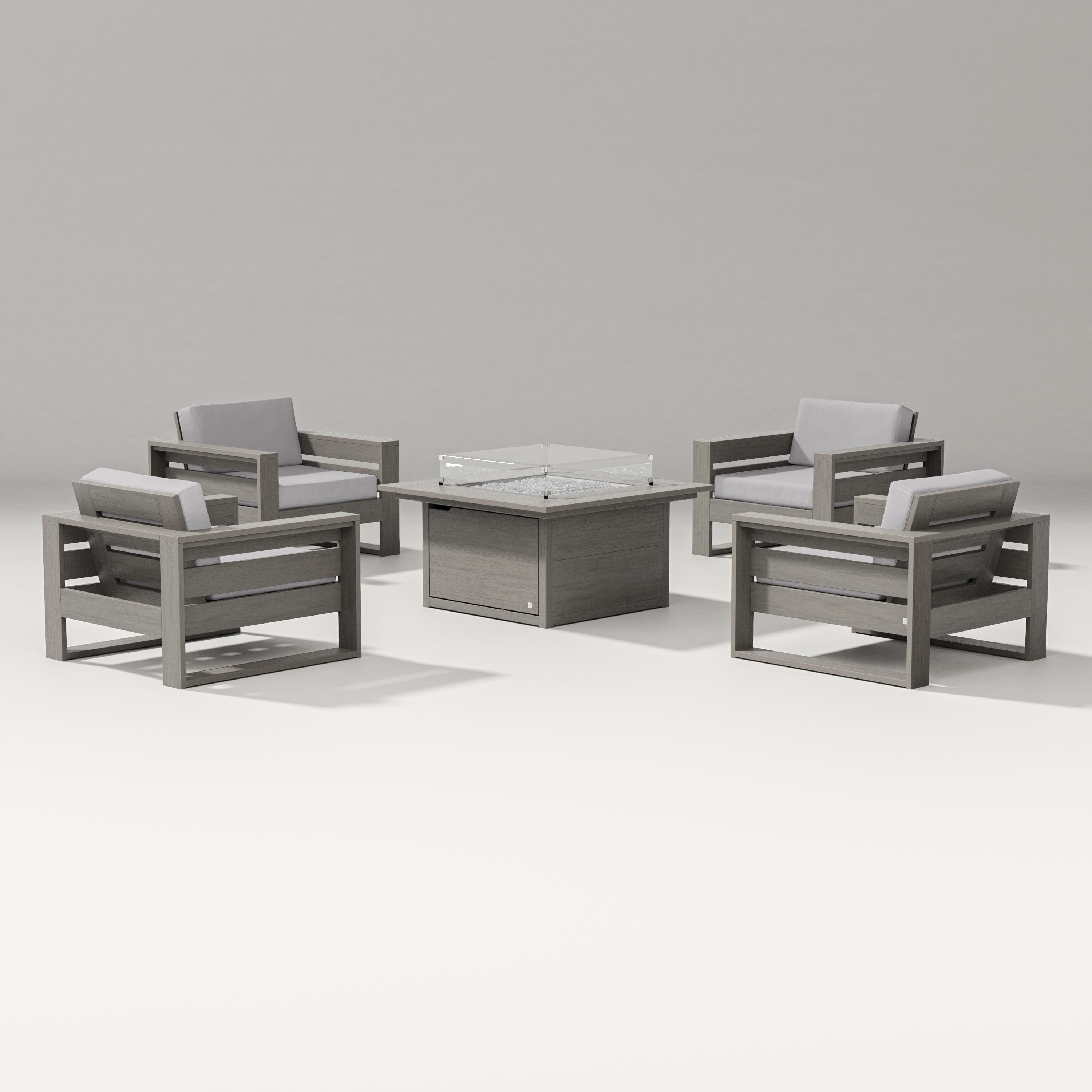 PW Designer Series Latitude 5-Piece Lounge Fire Table Set in Driftwood / Granite