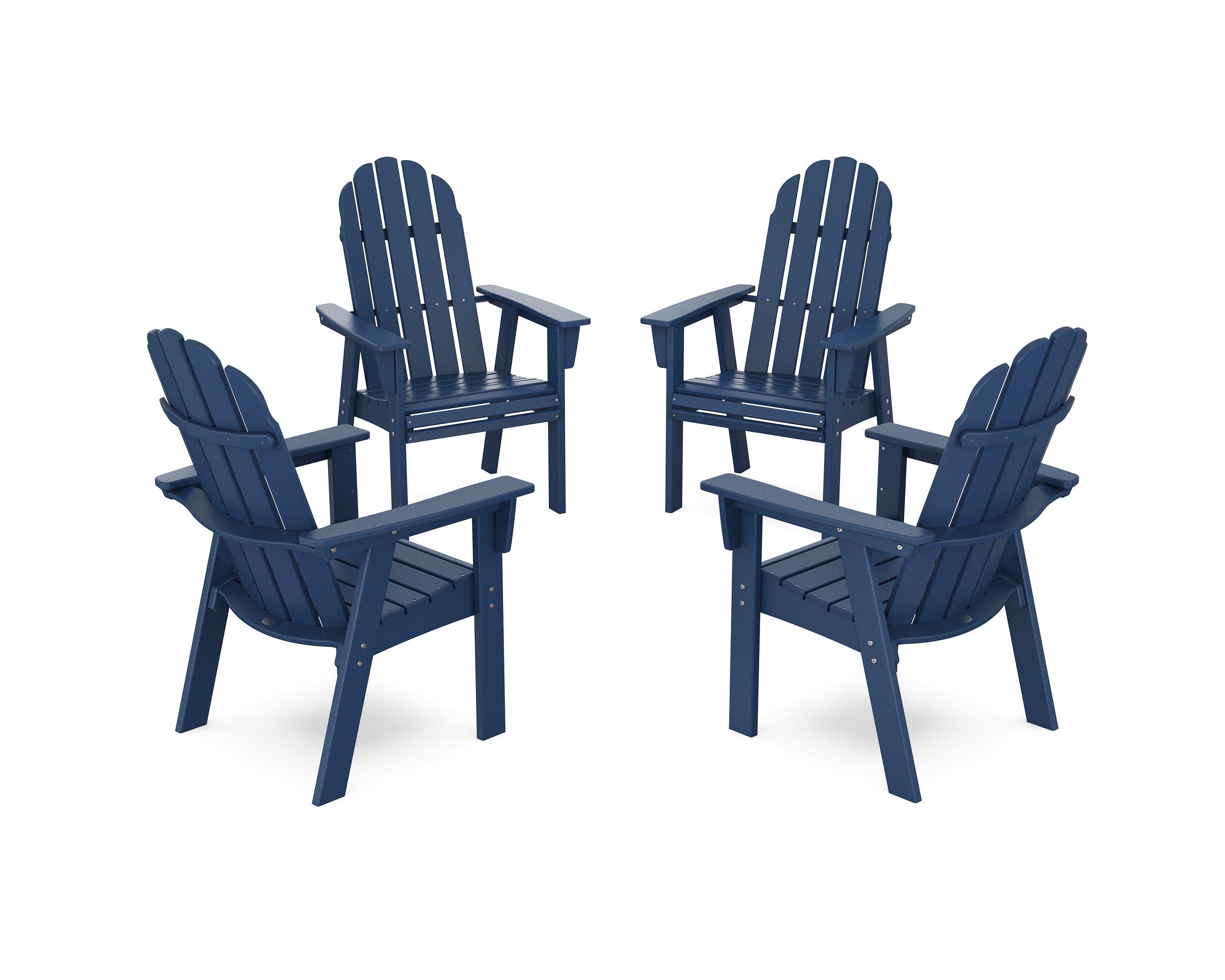 POLYWOOD® Vineyard 4-Piece Curveback Upright Adirondack Conversation Set in Navy