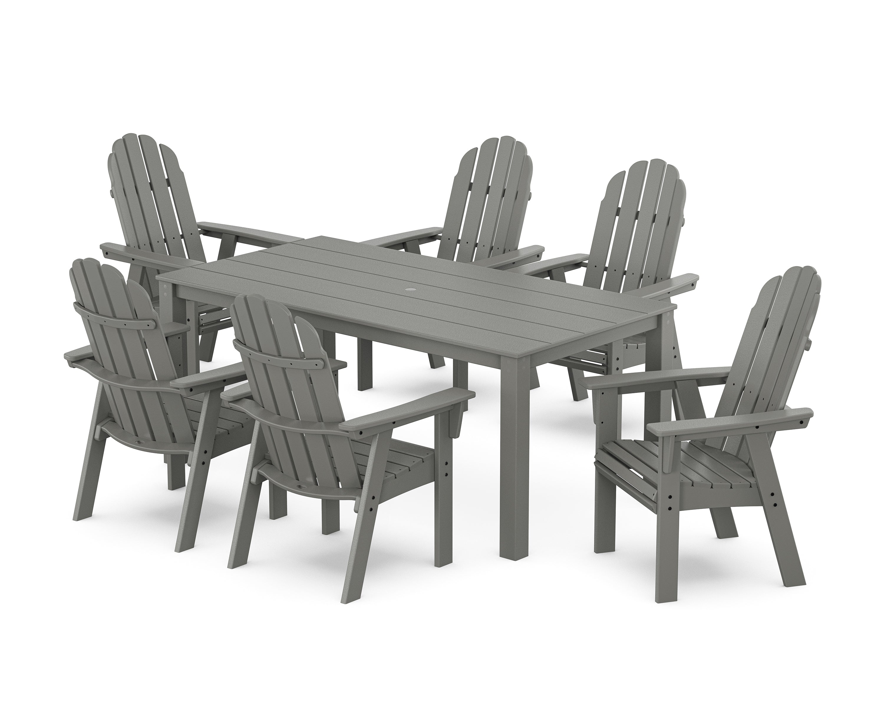 POLYWOOD® Vineyard Curveback Adirondack 7-Piece Parsons Dining Set in Slate Grey