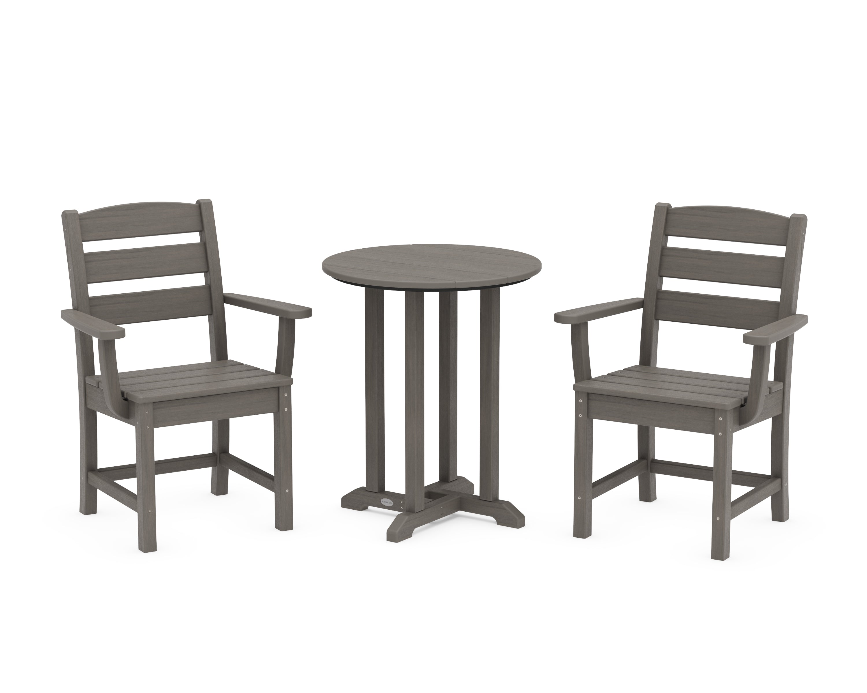 POLYWOOD Lakeside 3-Piece Round Bistro Dining Set in Driftwood
