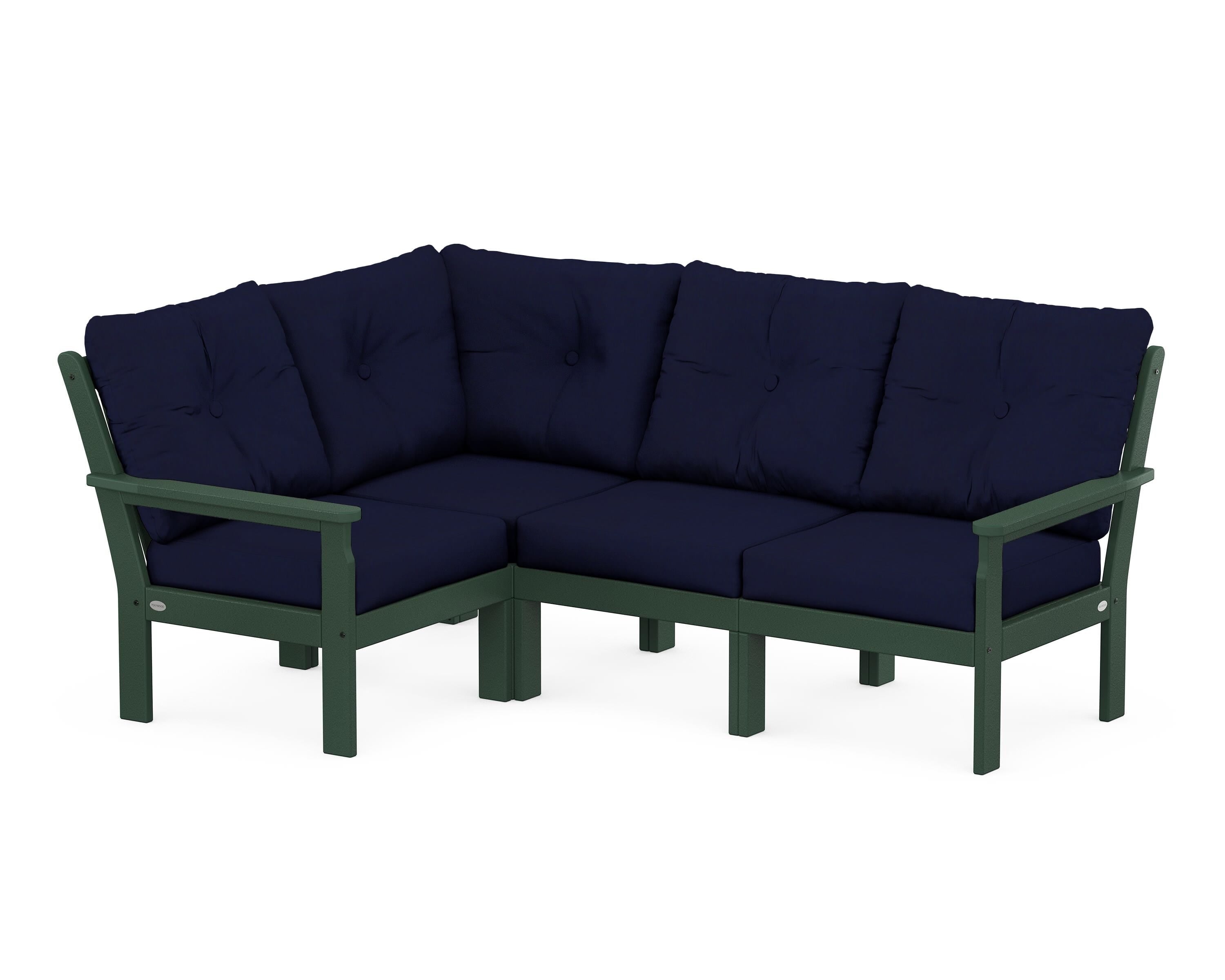POLYWOOD Vineyard 4-Piece Sectional in Green / Navy