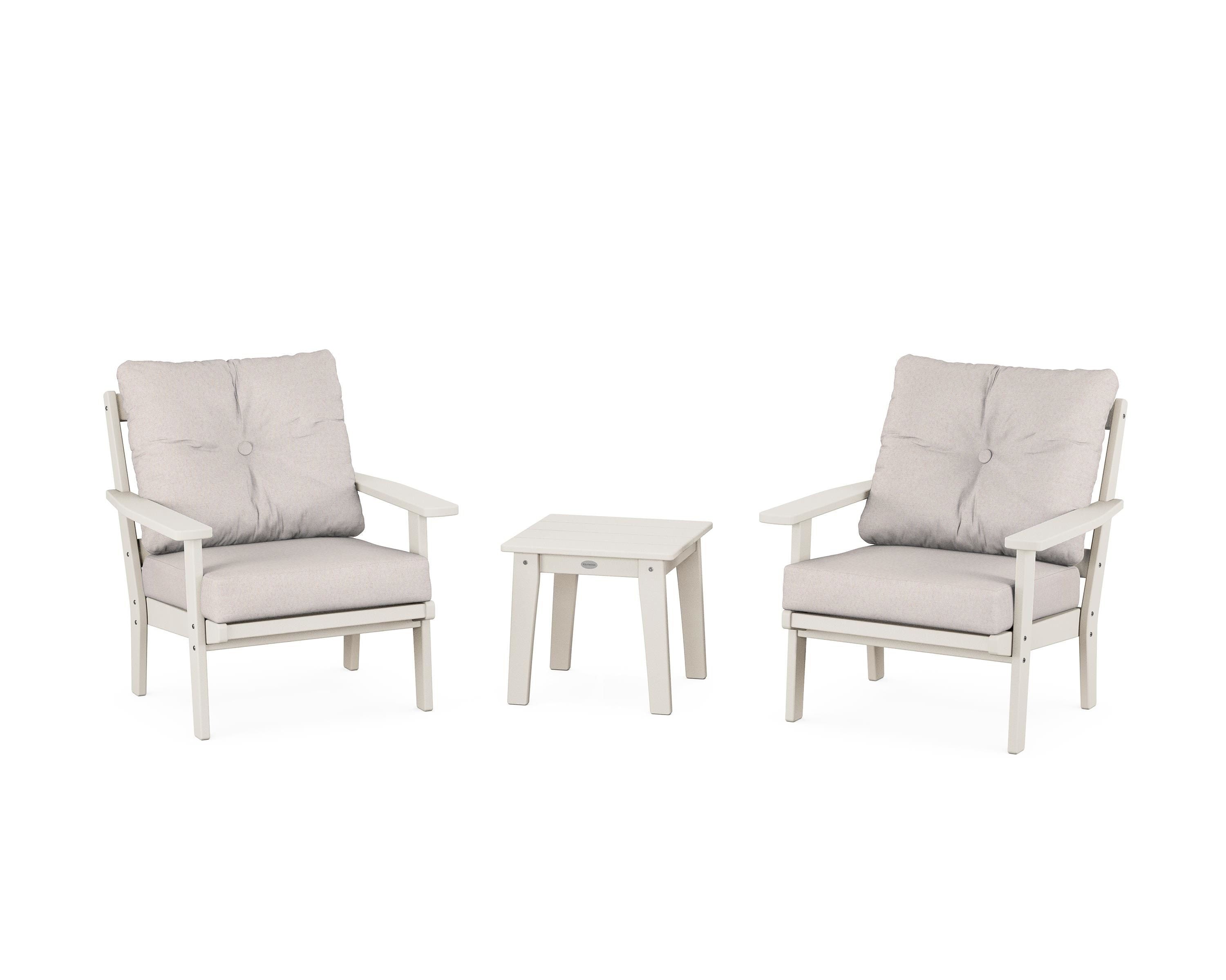 POLYWOOD Oxford 3-Piece Deep Seating Set in Sand / Dune Burlap