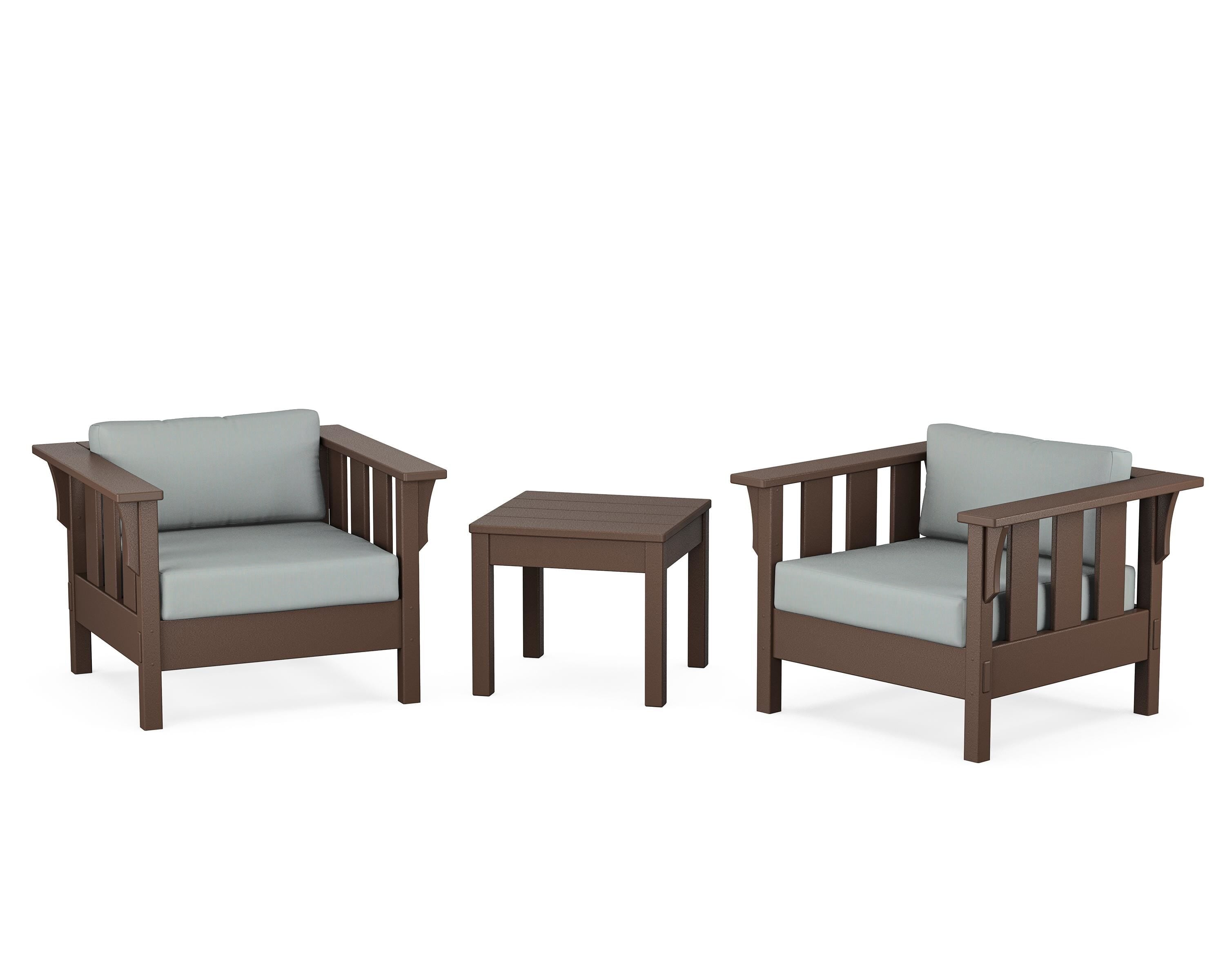 Martha Stewart by POLYWOOD Acadia 3-Piece Deep Seating Set in Mahogany / Spa