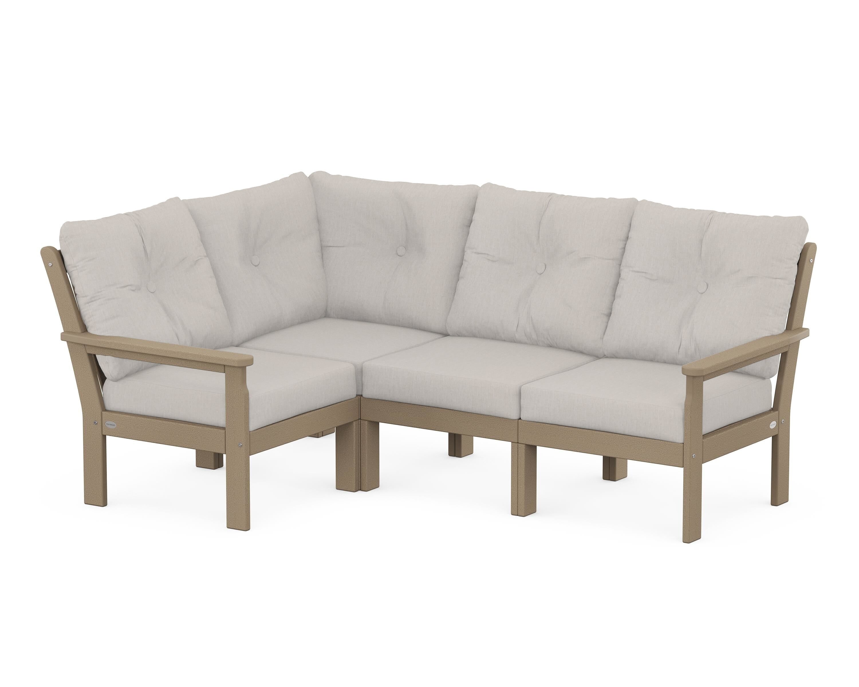 POLYWOOD Vineyard 4-Piece Sectional in Vintage Sahara / Cast Ash
