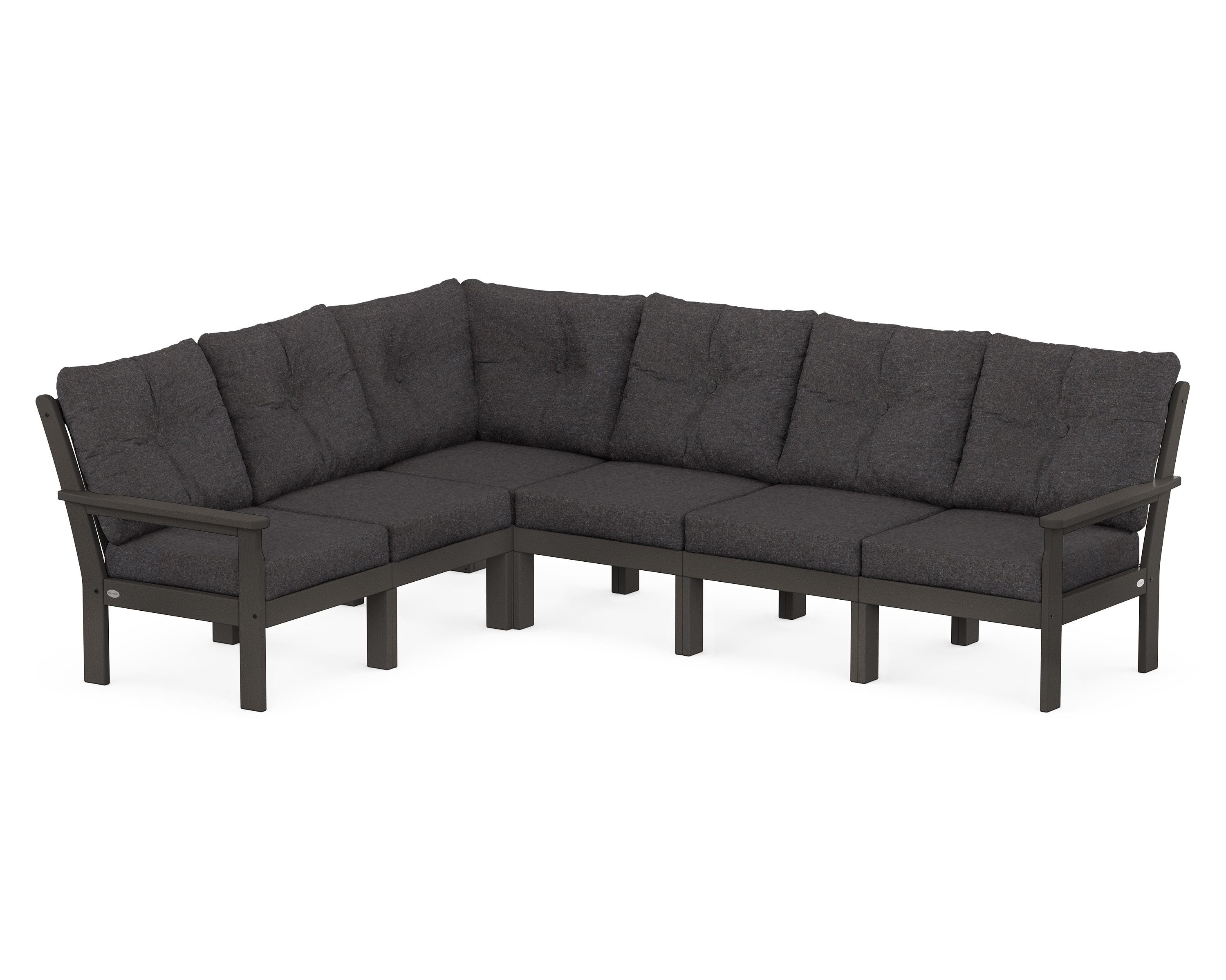 POLYWOOD Vineyard 6-Piece Sectional in Vintage Coffee / Ash Charcoal