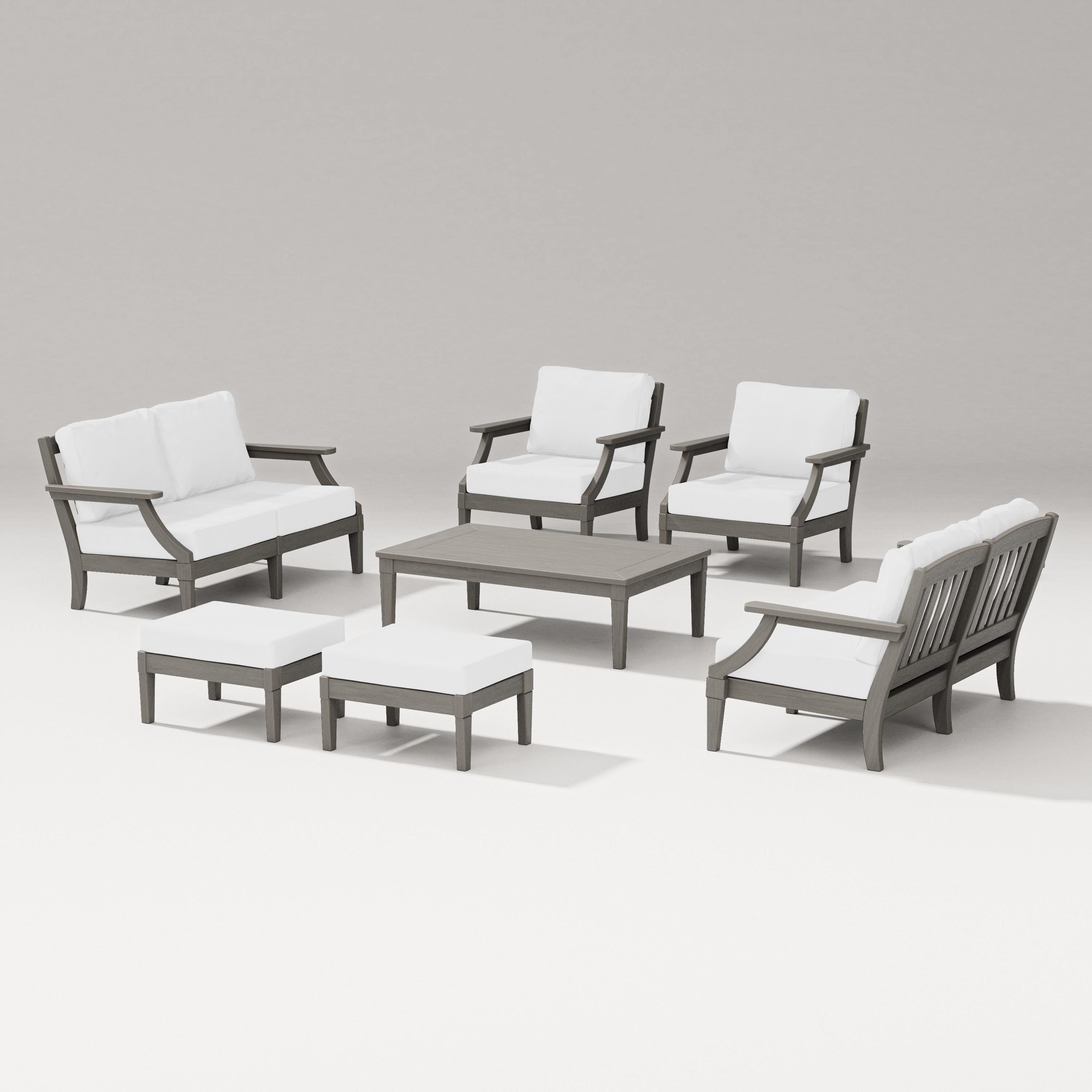 PW Designer Series Estate 7-Piece Lounge Loveseat Set in Driftwood / Natural