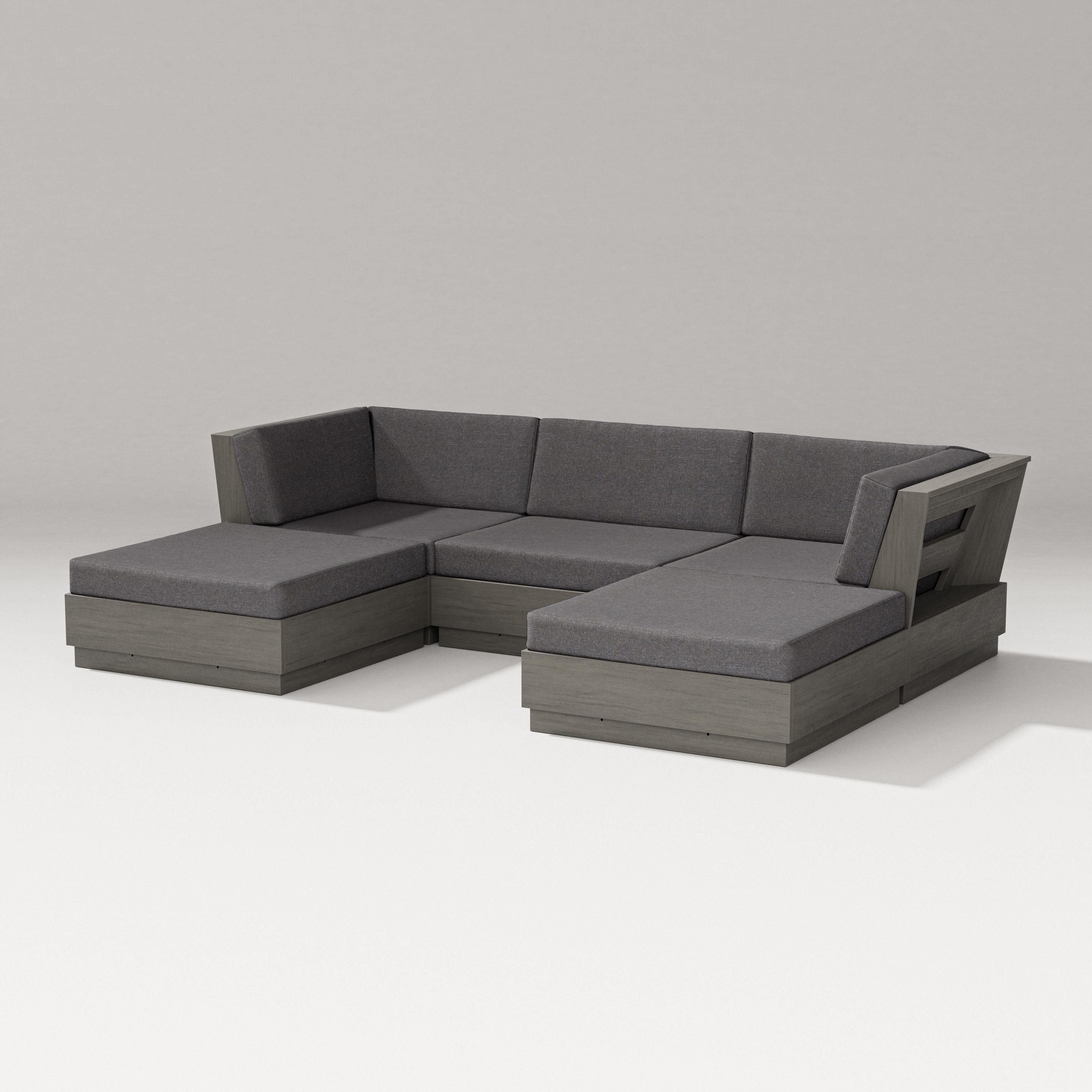 PW Designer Series Elevate Double Chaise Sectional in Driftwood / Ash Charcoal