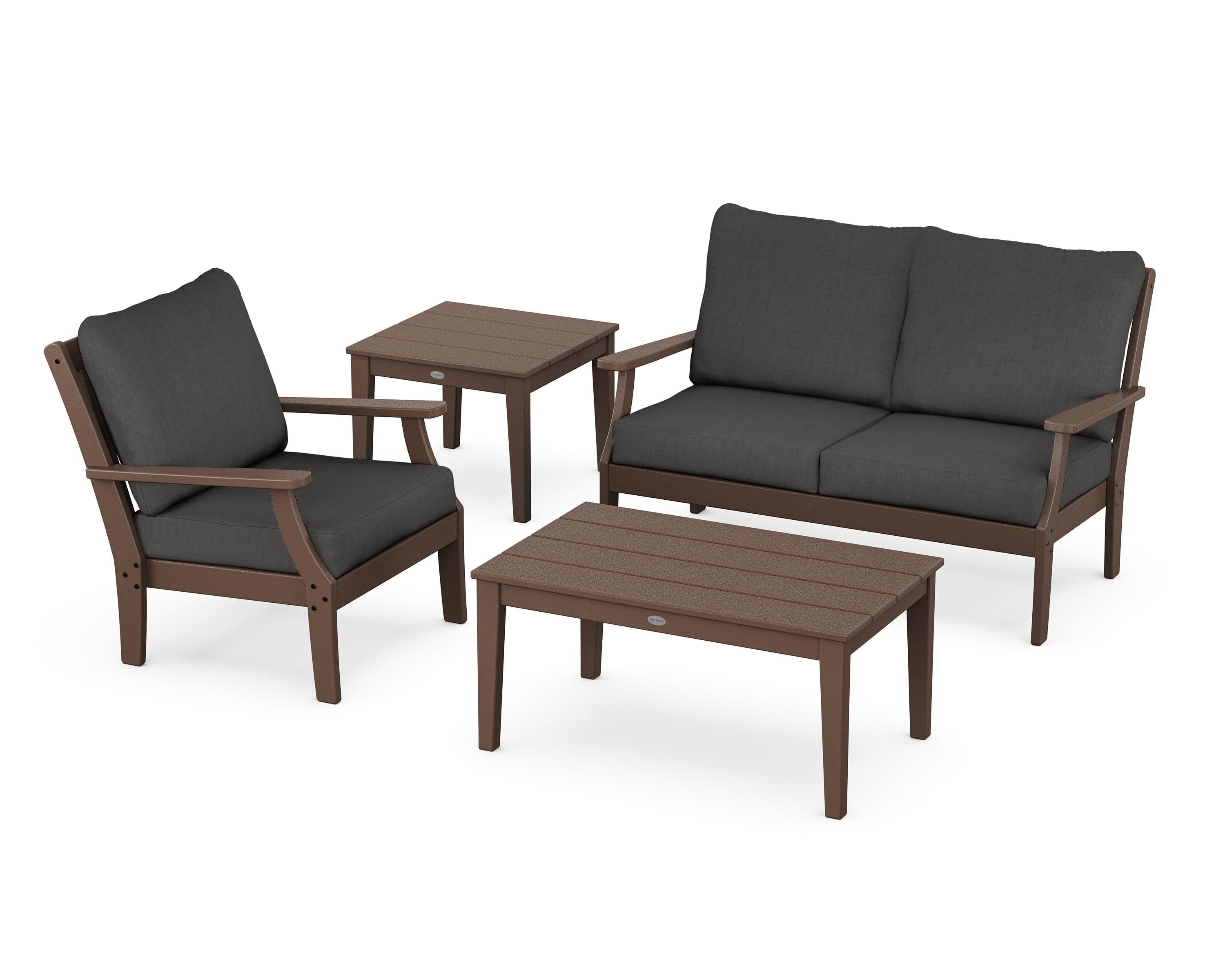 POLYWOOD Braxton 4-Piece Deep Seating Set in Mahogany / Spectrum Carbon