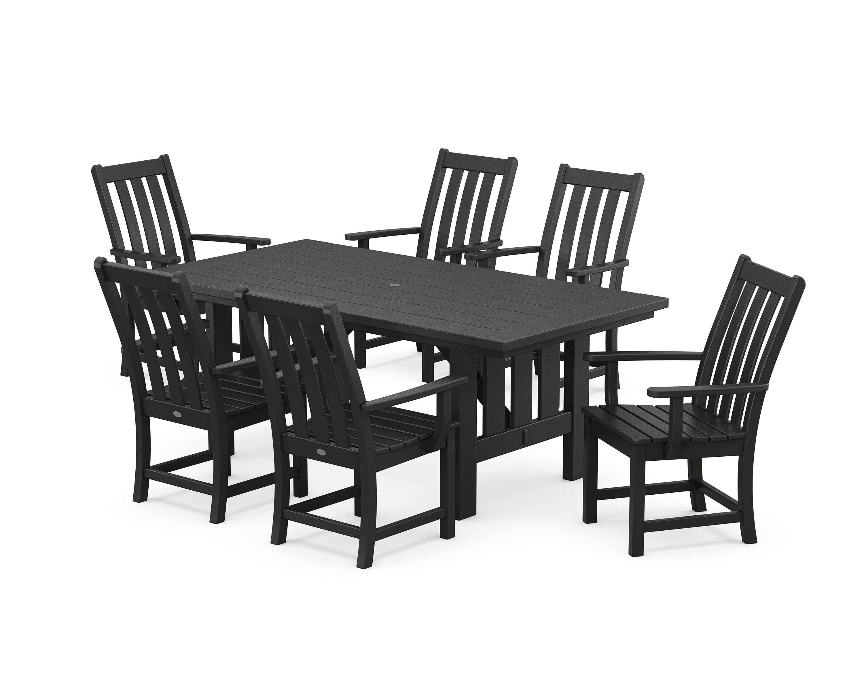 POLYWOOD® Vineyard Arm Chair 7-Piece Mission Dining Set in Black