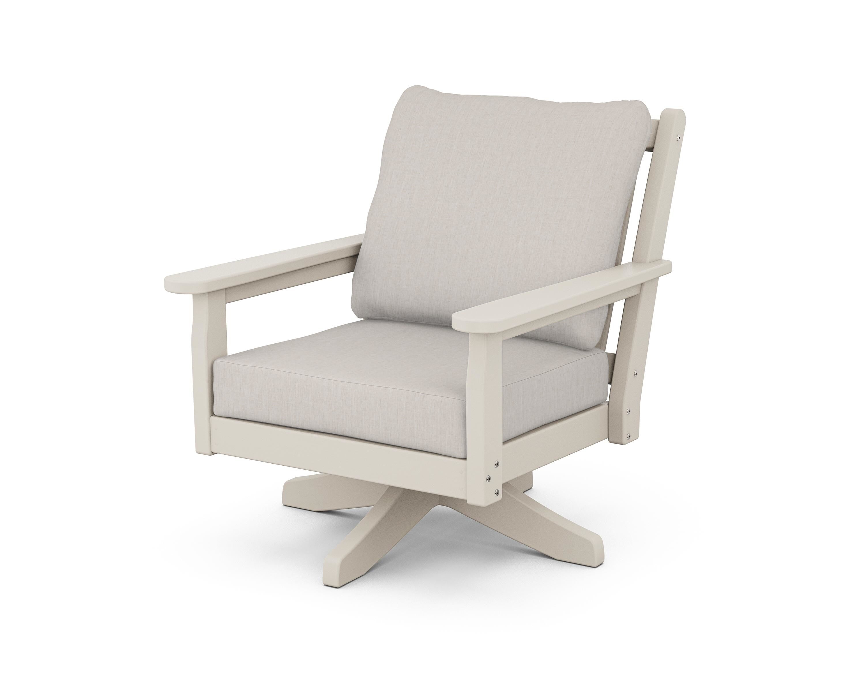 POLYWOOD Chippendale Deep Seating Swivel Chair in Sand / Cast Ash