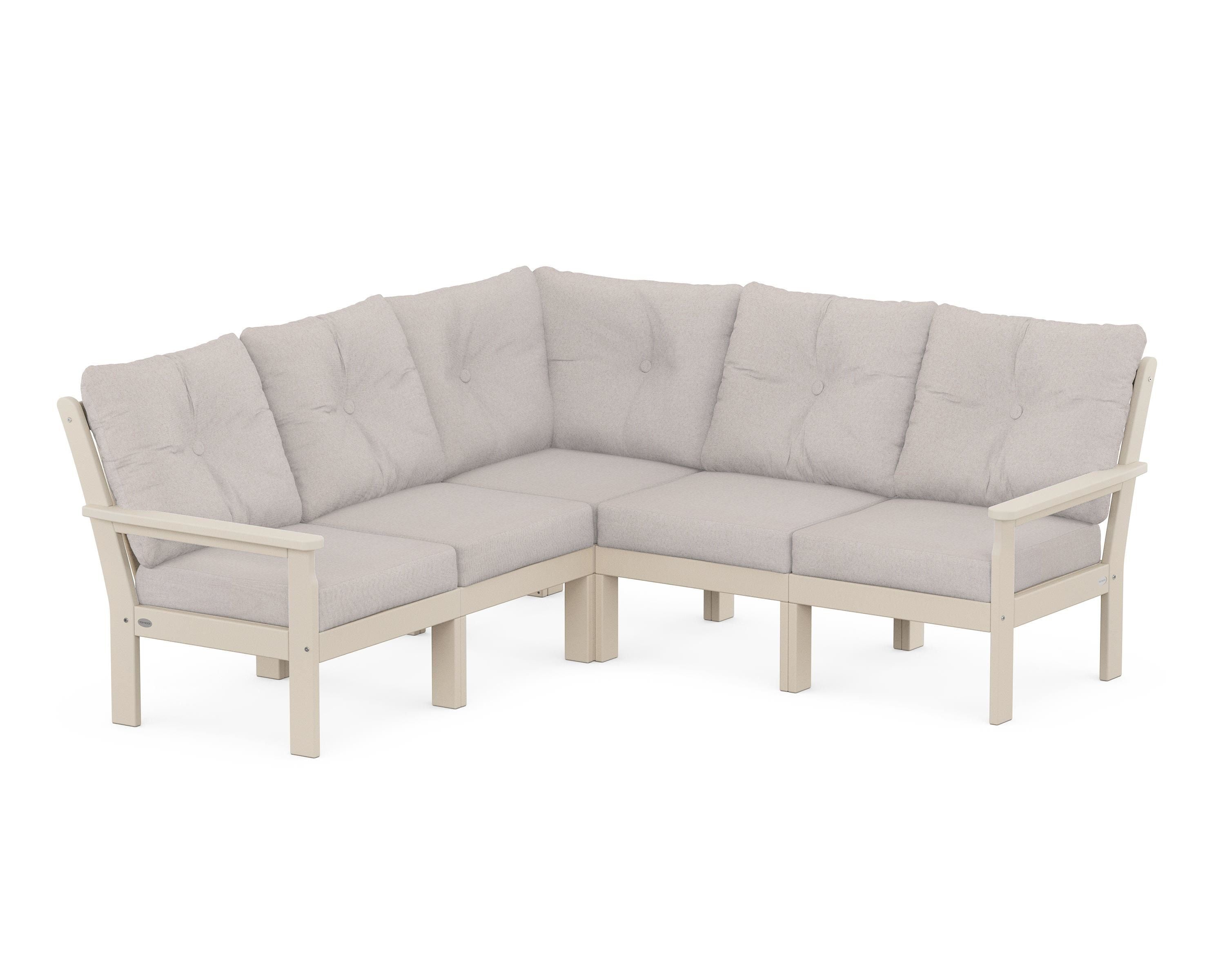 POLYWOOD Vineyard 5-Piece Sectional in Sand / Dune Burlap
