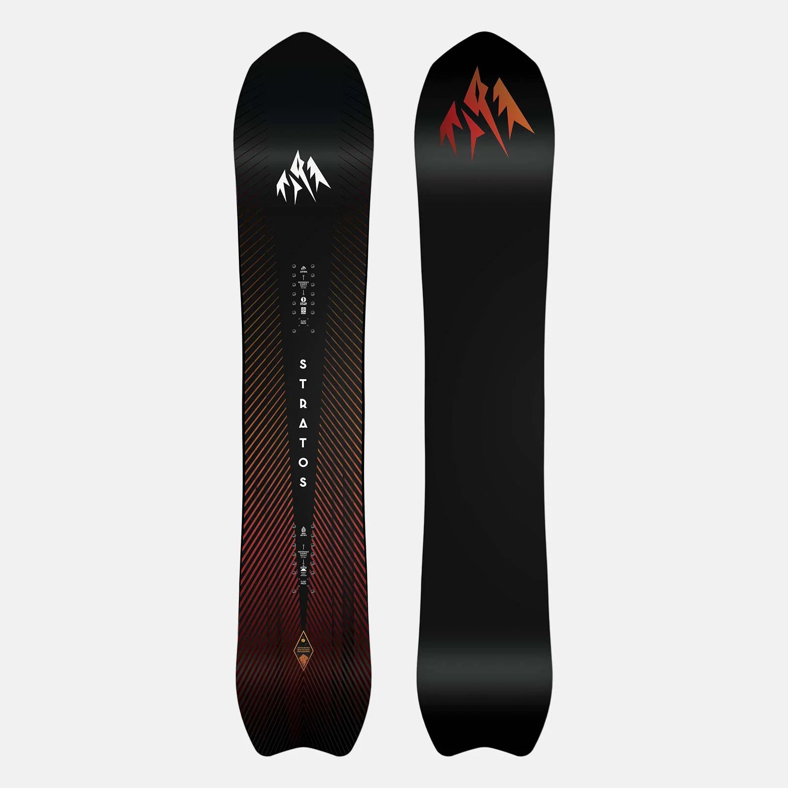 The Stratos is a hybrid all-mountain board that's built for creative freeriding and all-terrain trickery. A tapered directional freeride shape matched with a freestyle board feel make the Stratos incredibly playful and agile in pow and mixed conditions. The Stratos wants to slice turns and bounce down the mountain popping off every bump, jump or cliff.