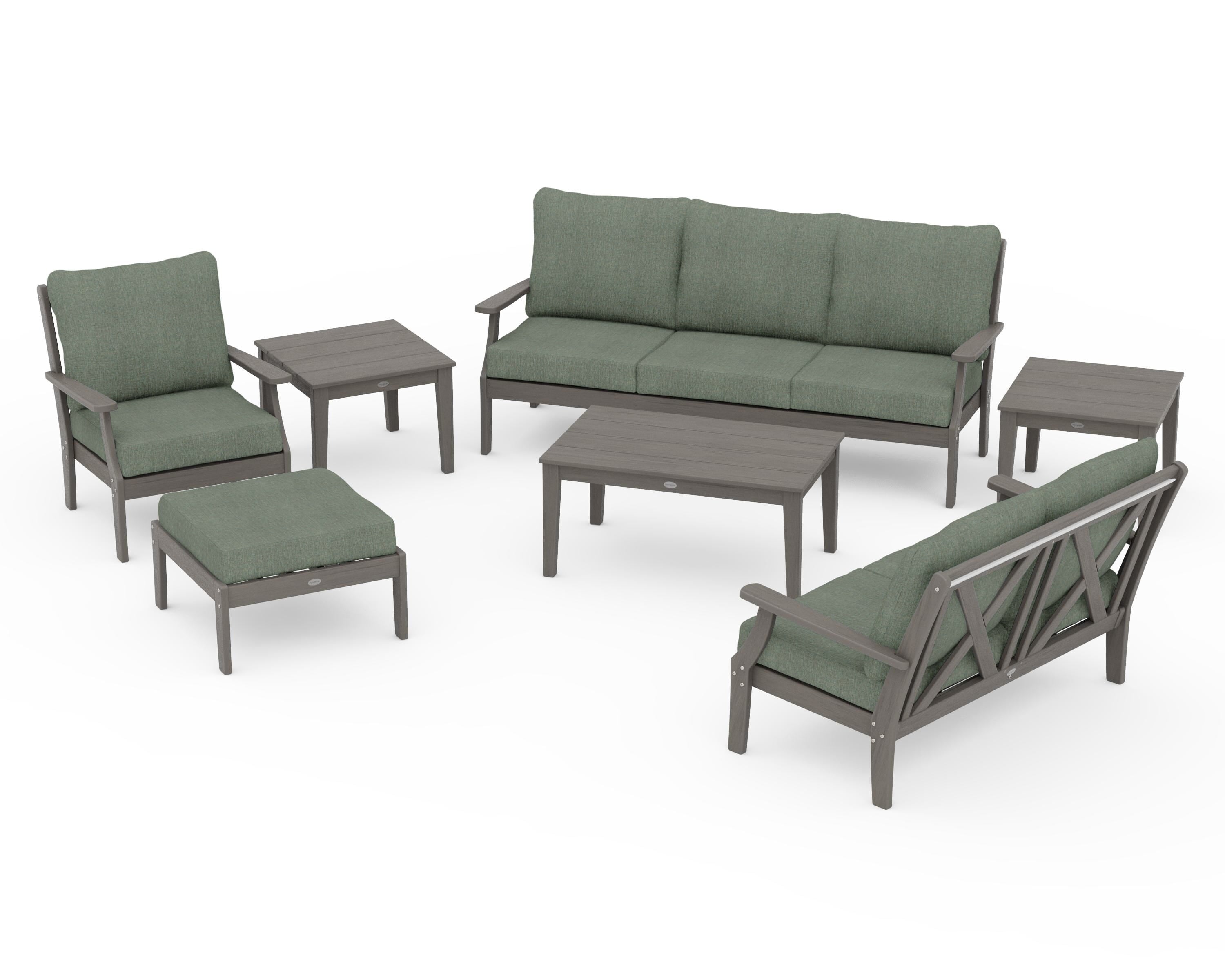 POLYWOOD Braxton 7-Piece Deep Seating Set in Driftwood / Cast Sage